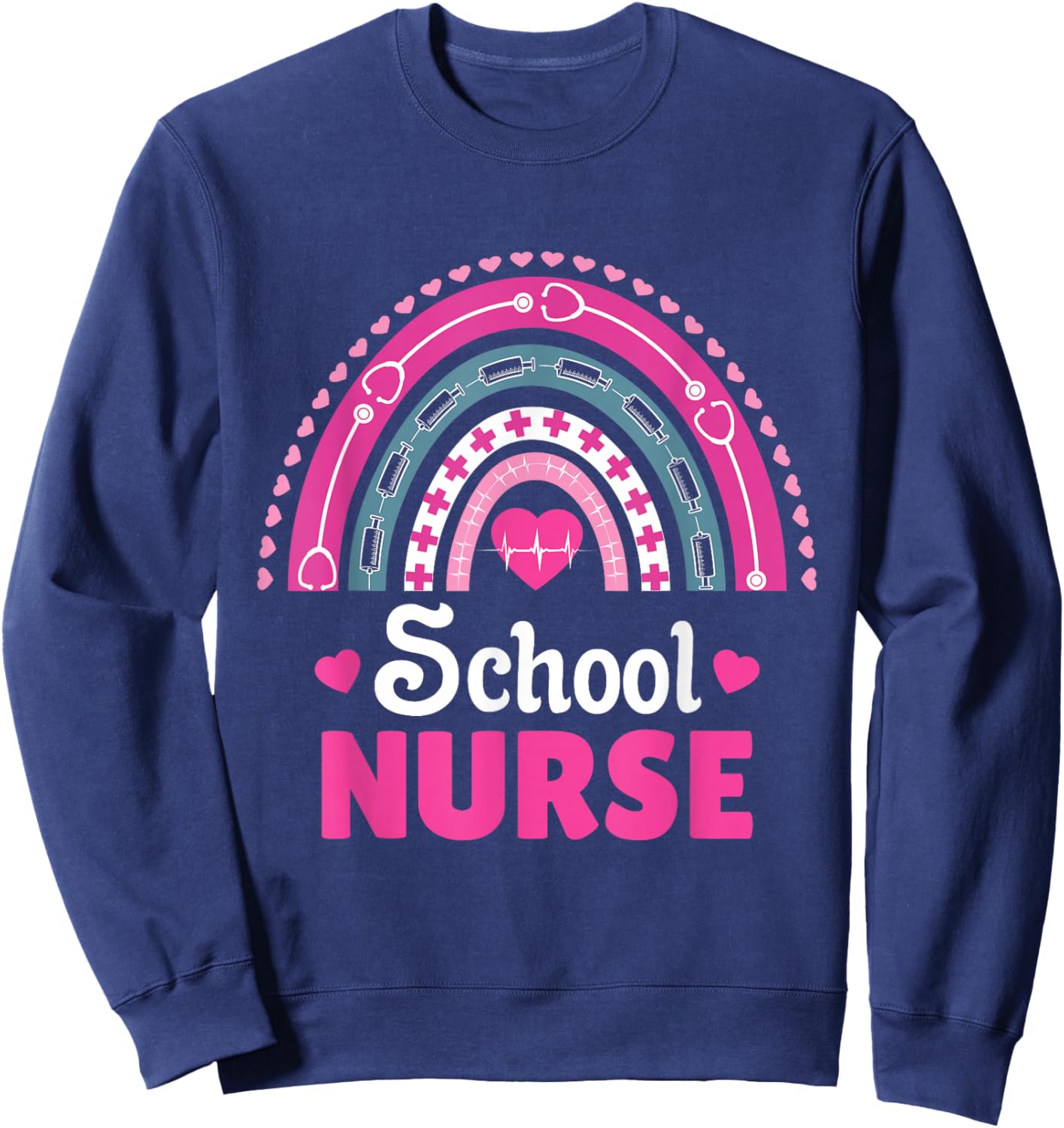 School Nurse Boho Rainbow Sweatshirt - Sweatshirt | Navy