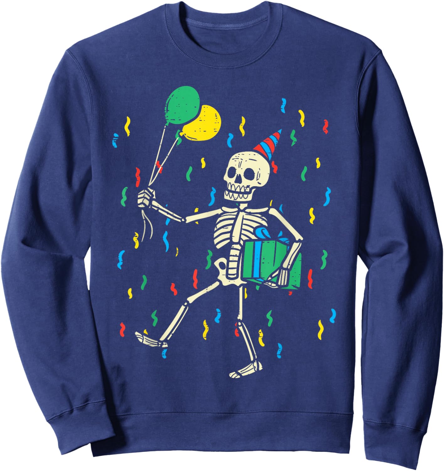 Skeleton Birthday Funny Happy Halloween Bday Boys Kids Sweatshirt - Sweatshirt | Navy