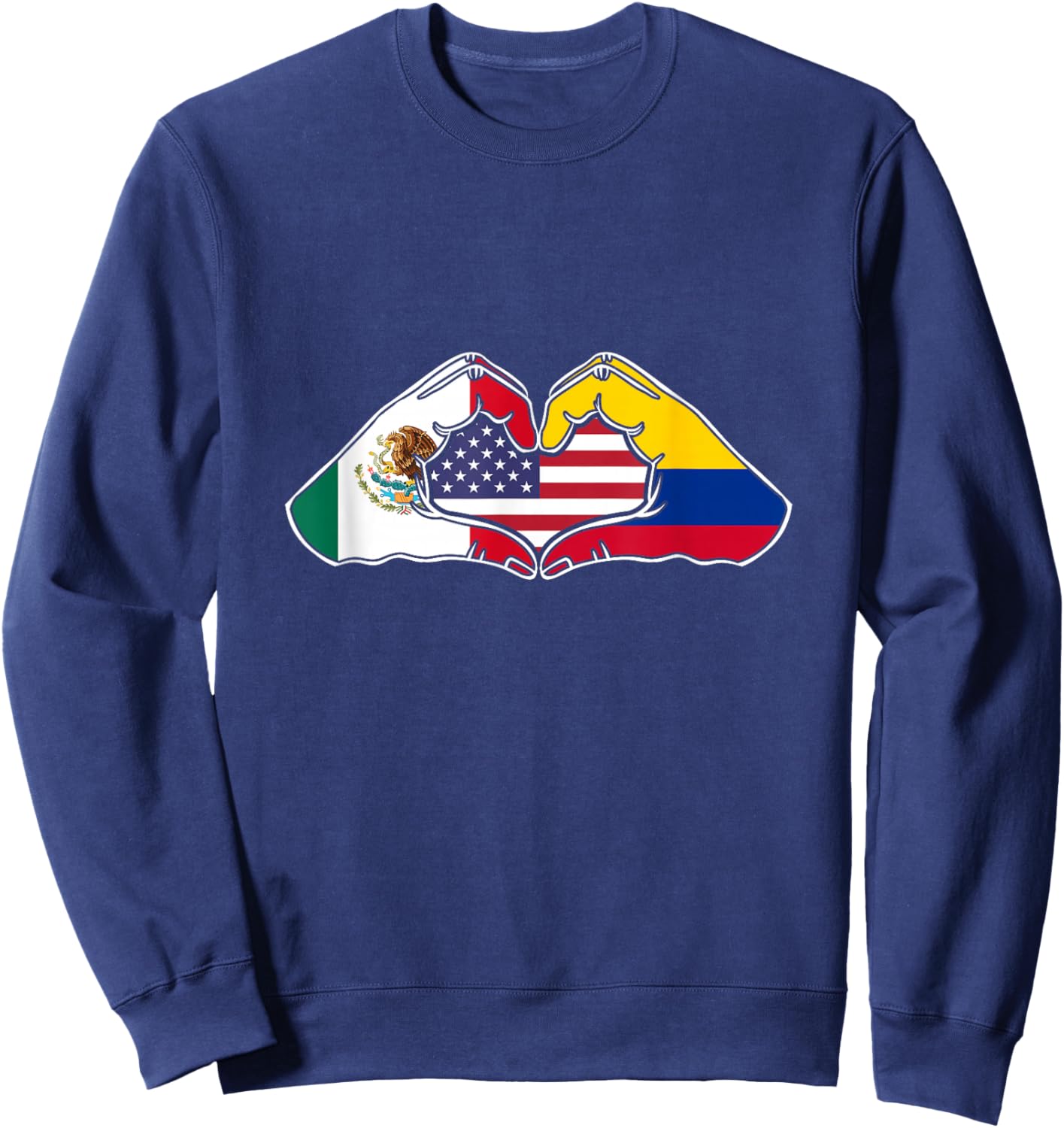 Heart Hands Mexico, Colombia and the USA. Sweatshirt - Sweatshirt | Navy