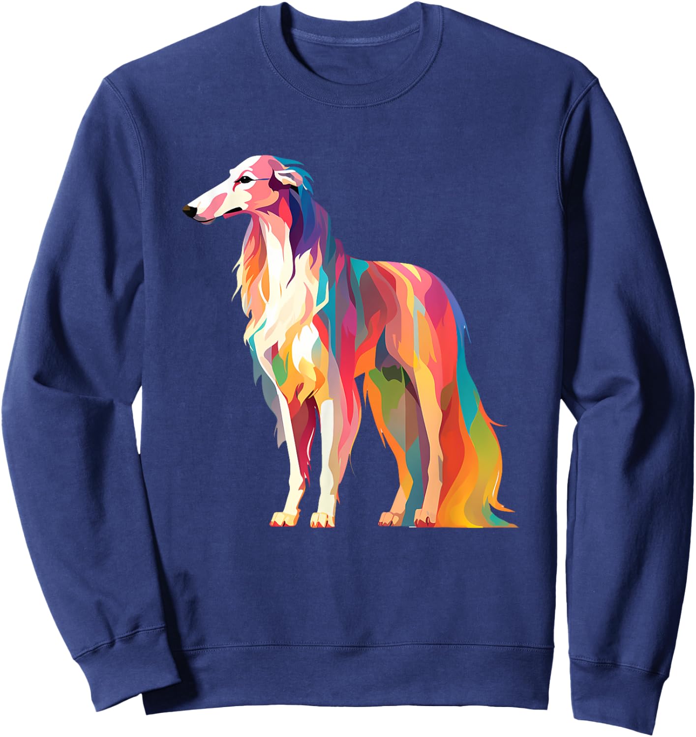 Colorful Pop Art Borzoi Sweatshirt - Sweatshirt | Navy