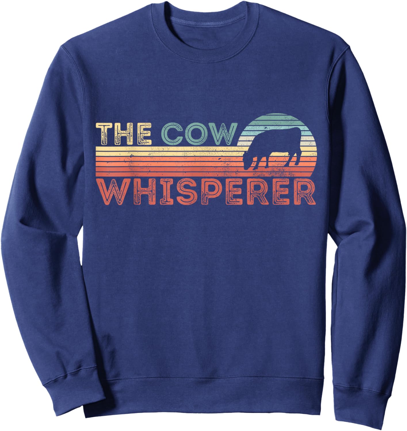 Vintage The Cow Whisperer Farming Gift Sweatshirt - Sweatshirt | Navy