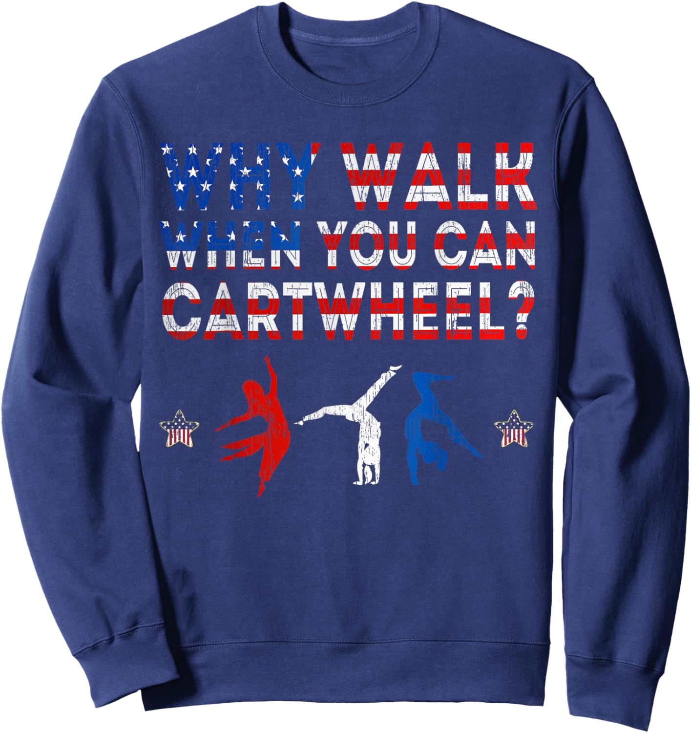 Gymnastics USA American Flag - Cartwheel Tumbling Funny Girl Sweatshirt - Sweatshirt | Navy