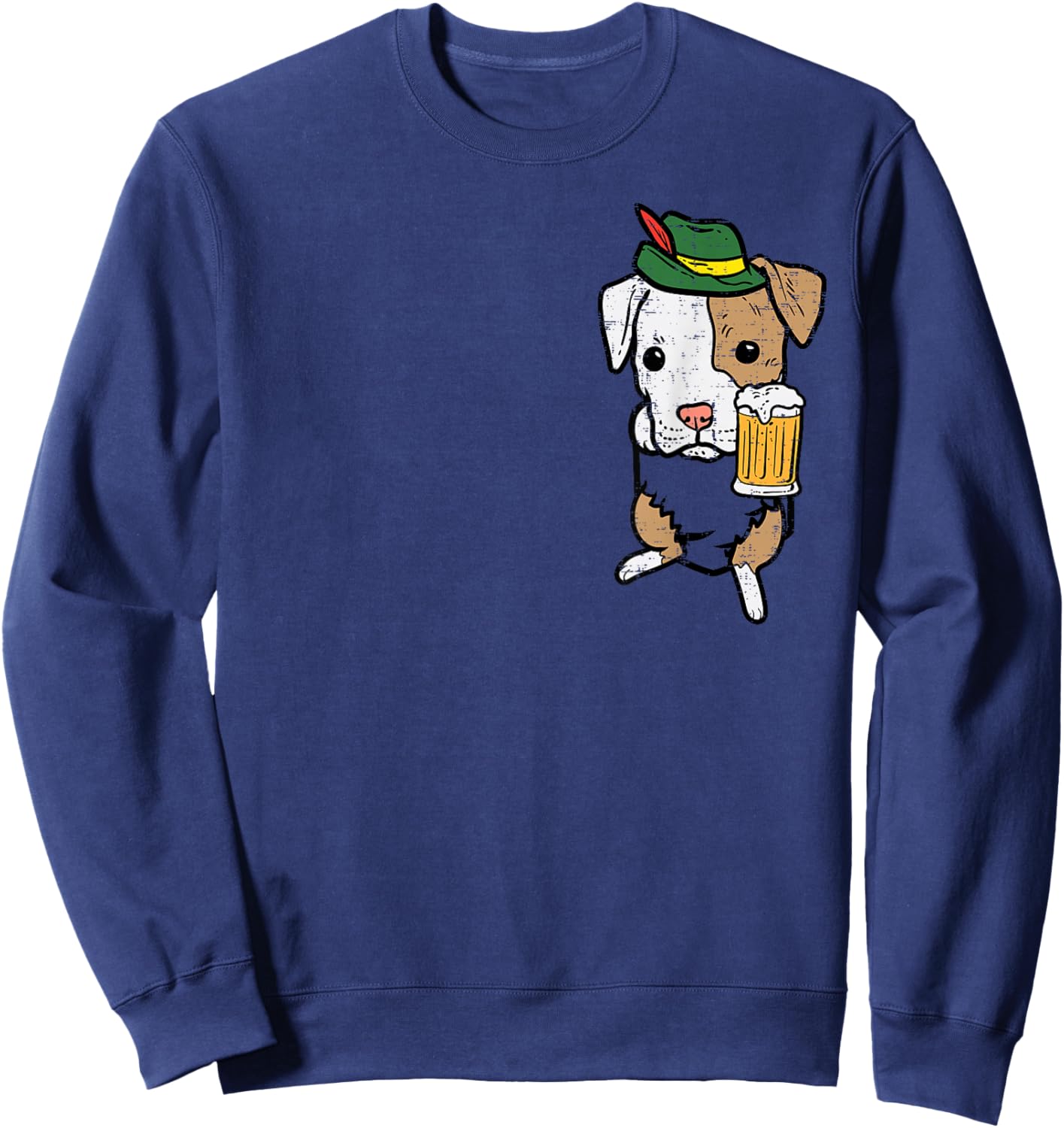 Pocket German Pitbull Oktoberfest Bavarian Pittie Dog Pit Sweatshirt - Sweatshirt | Navy
