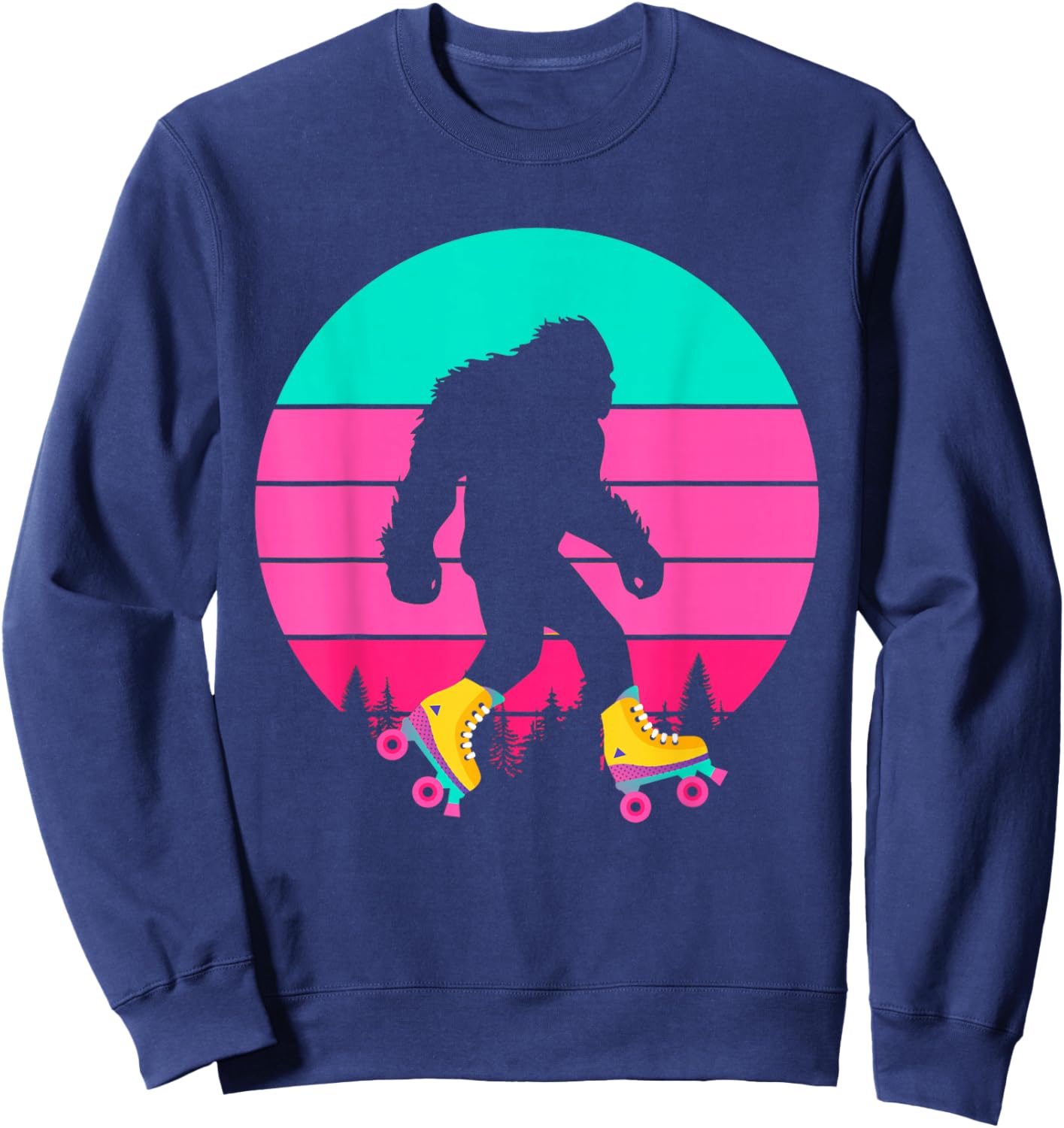 Bigfoot Roller Skates Sasquatch Yeti Rollerblade Shoes Wheel Sweatshirt - Sweatshirt | Navy