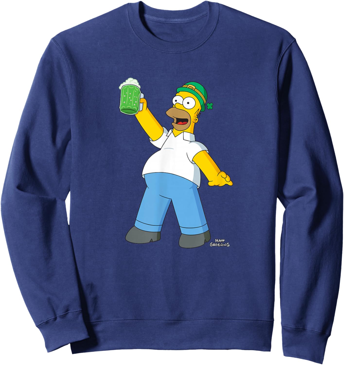 The Simpsons Homer Simpson Green Duff Beer St. Patrick's Day Sweatshirt - Sweatshirt | Navy