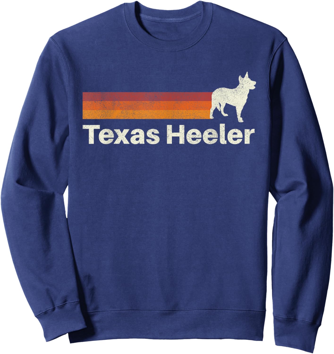 Vintage Texas Heeler Retro Mom Dad Dog Sweatshirt - Sweatshirt | Navy