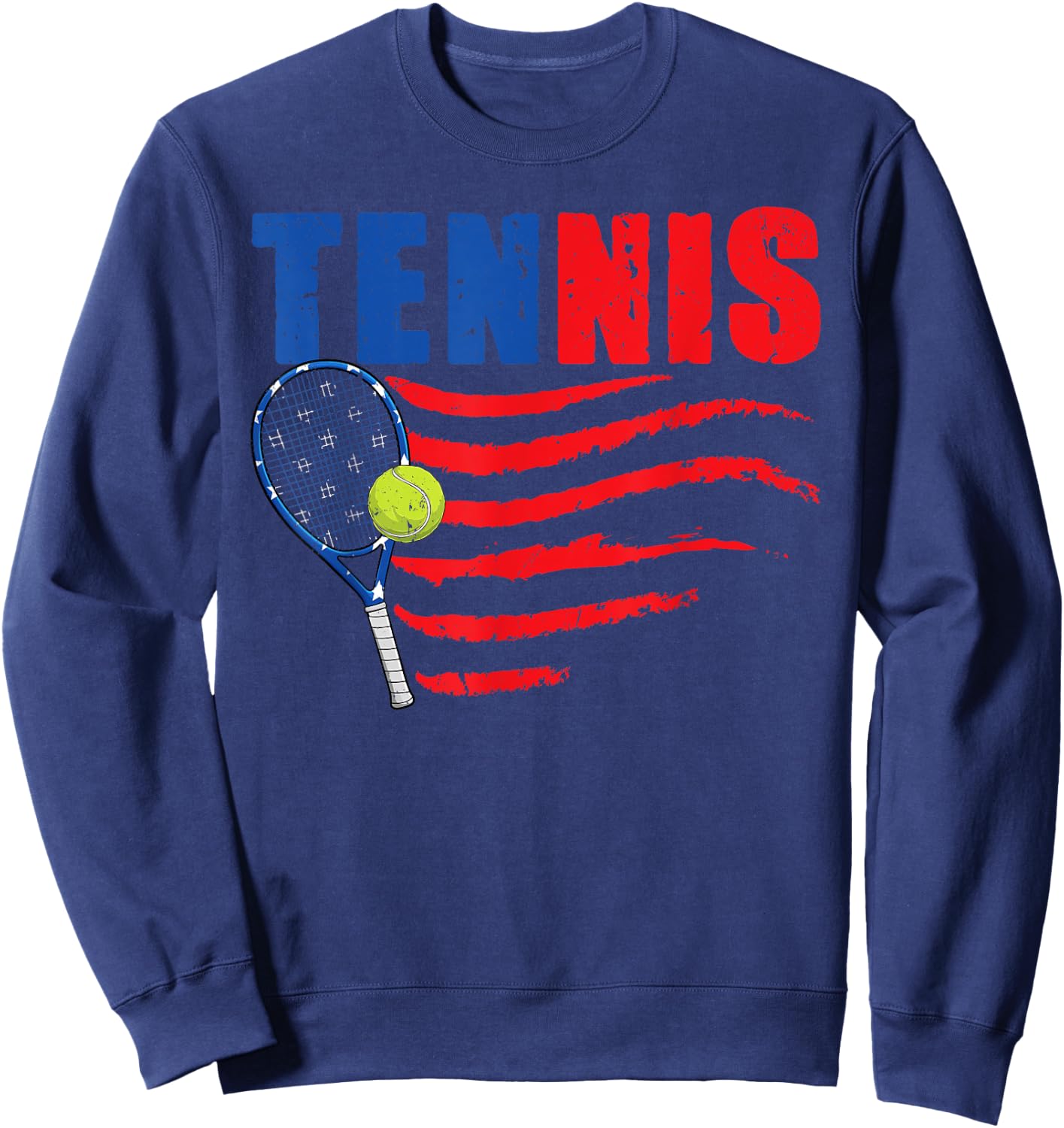 Retro Tennis Lover USA American Flag 4th Of July Sweatshirt - Sweatshirt | Navy