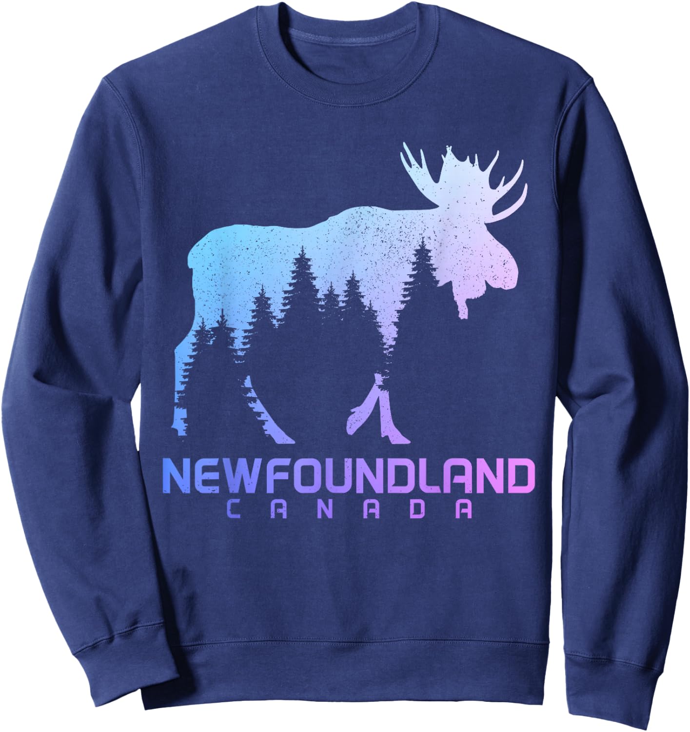 Newfoundland Canada Vintage Moose Souvenir Sweatshirt - Sweatshirt | Navy