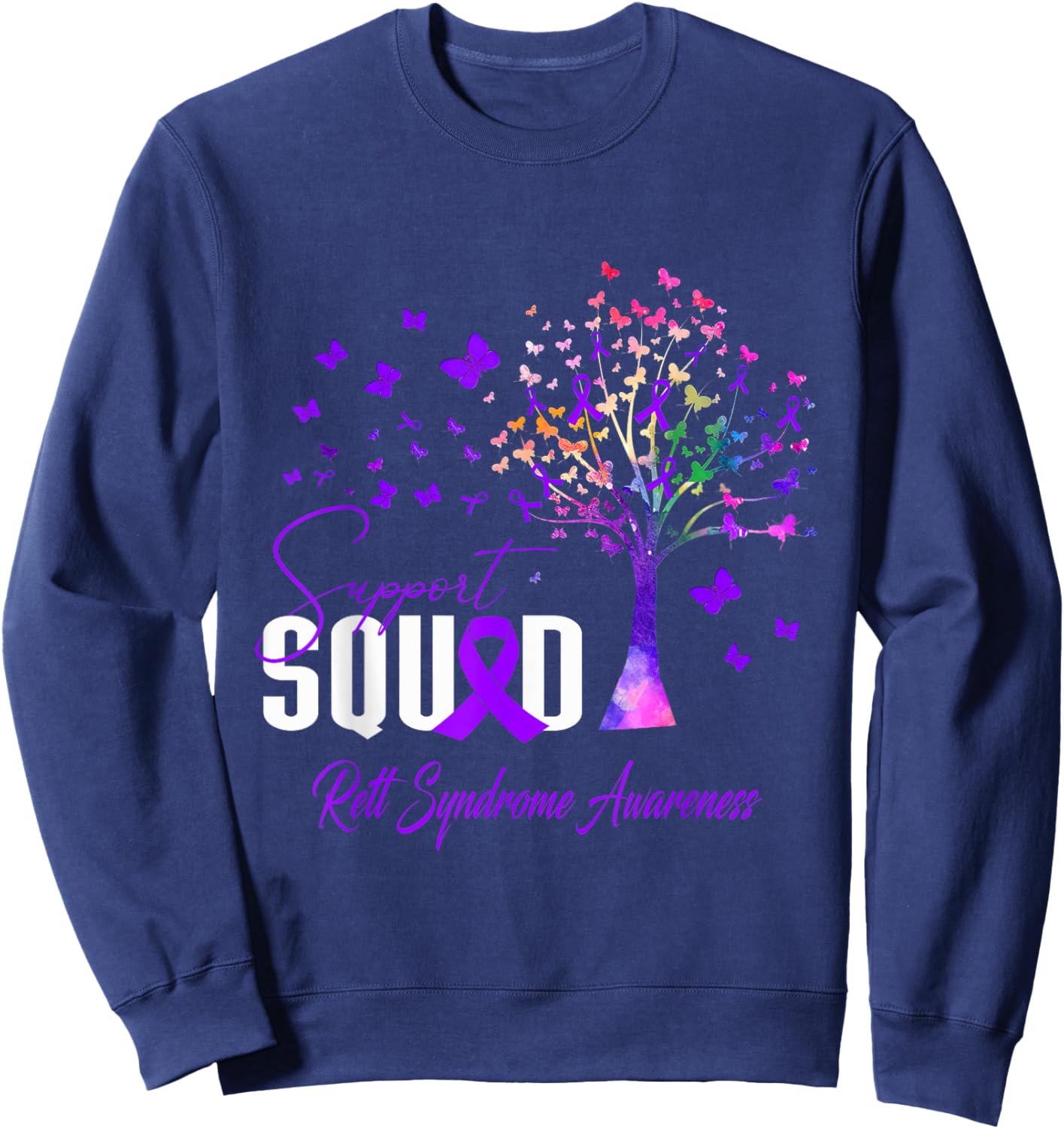 Support Squad For Rett Syndrome Awareness Sweatshirt - Sweatshirt | Navy
