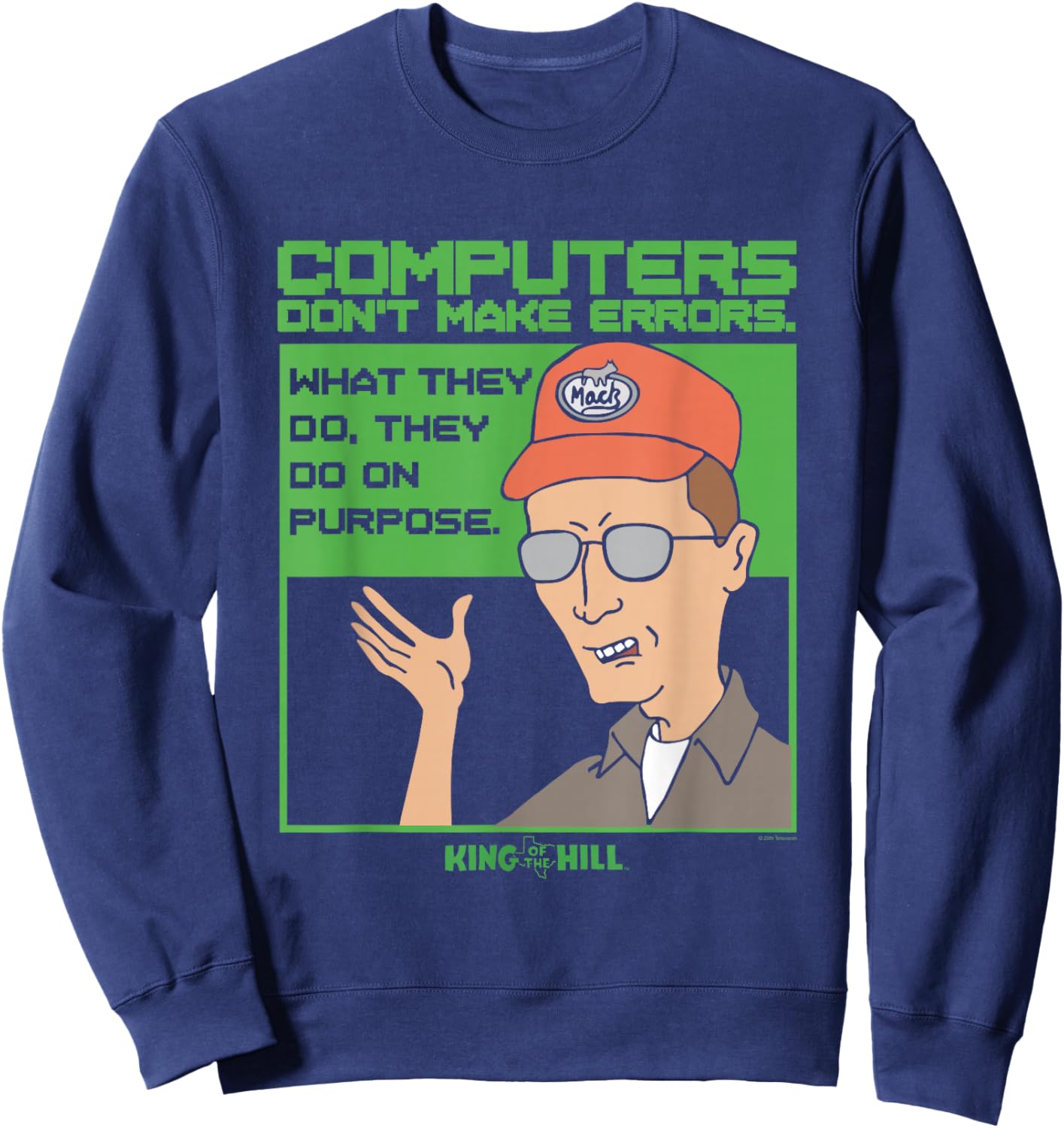 King of The Hill Dale Gribble Computer Errors Cartoon Sweatshirt - Sweatshirt | Navy