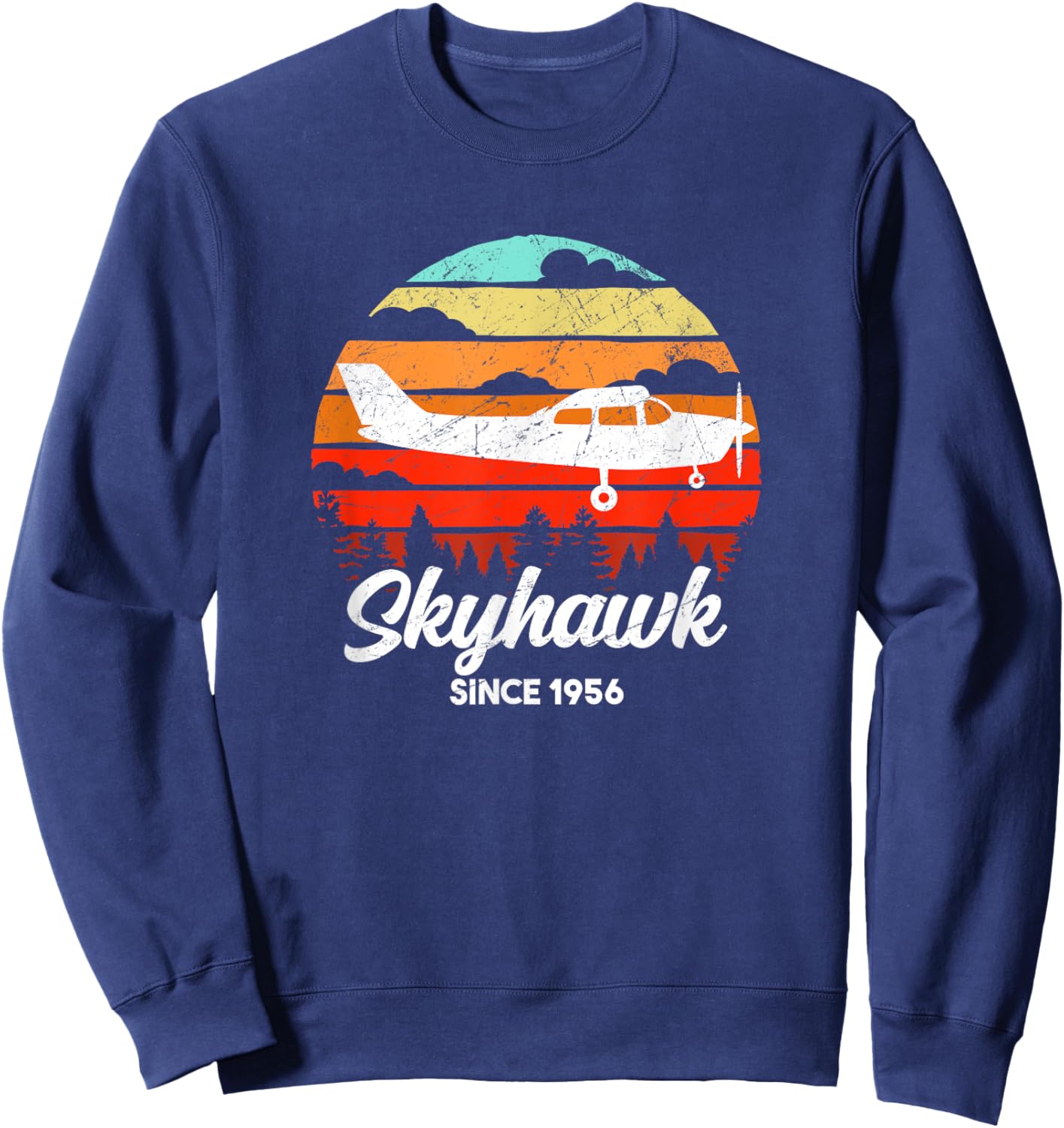 Vintage Pilot C172 Airplane Skyhawk Sweatshirt - Sweatshirt | Navy