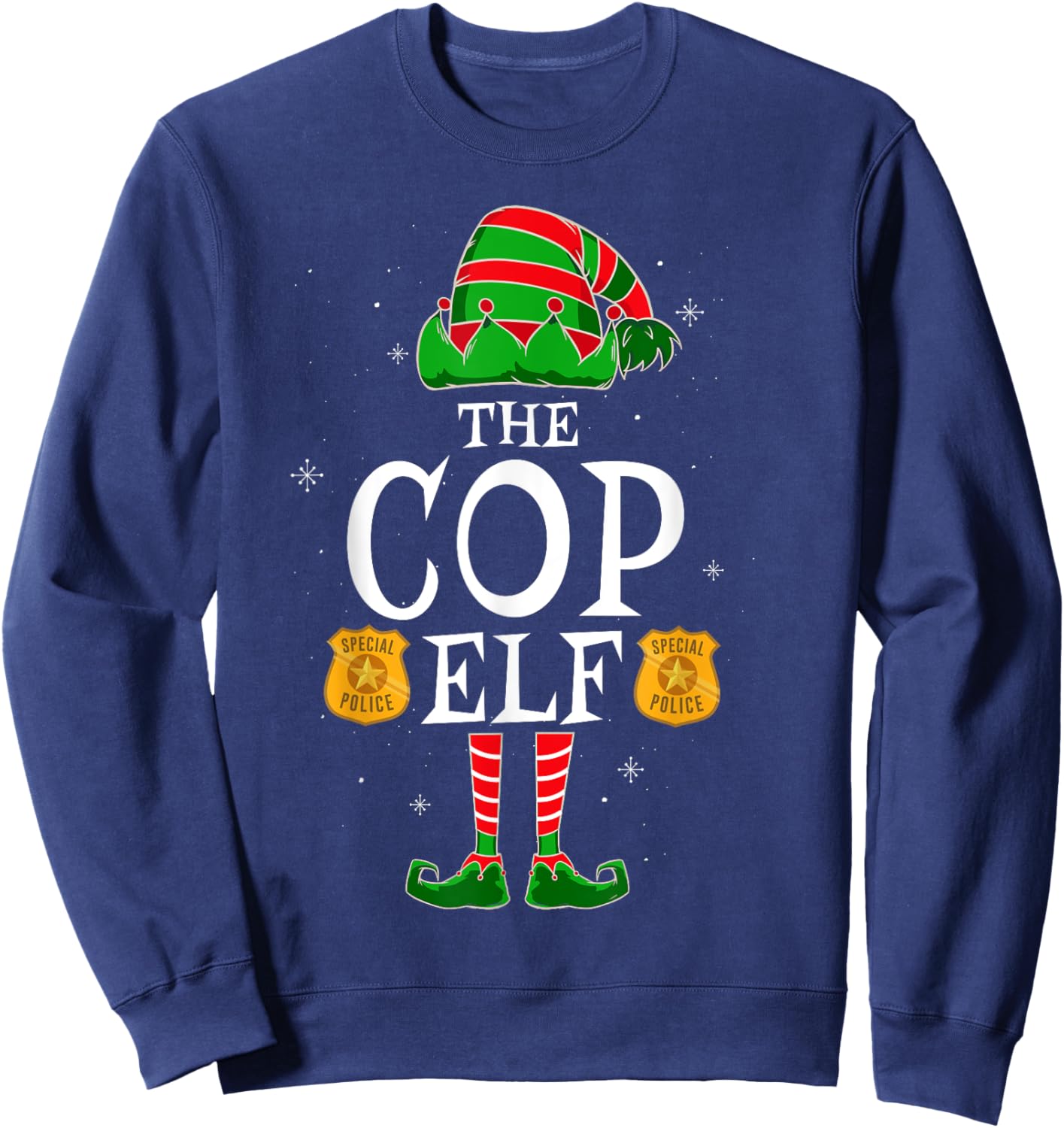 The Cop Elf Group Matching Family Christmas Police Officer Sweatshirt - Sweatshirt | Navy