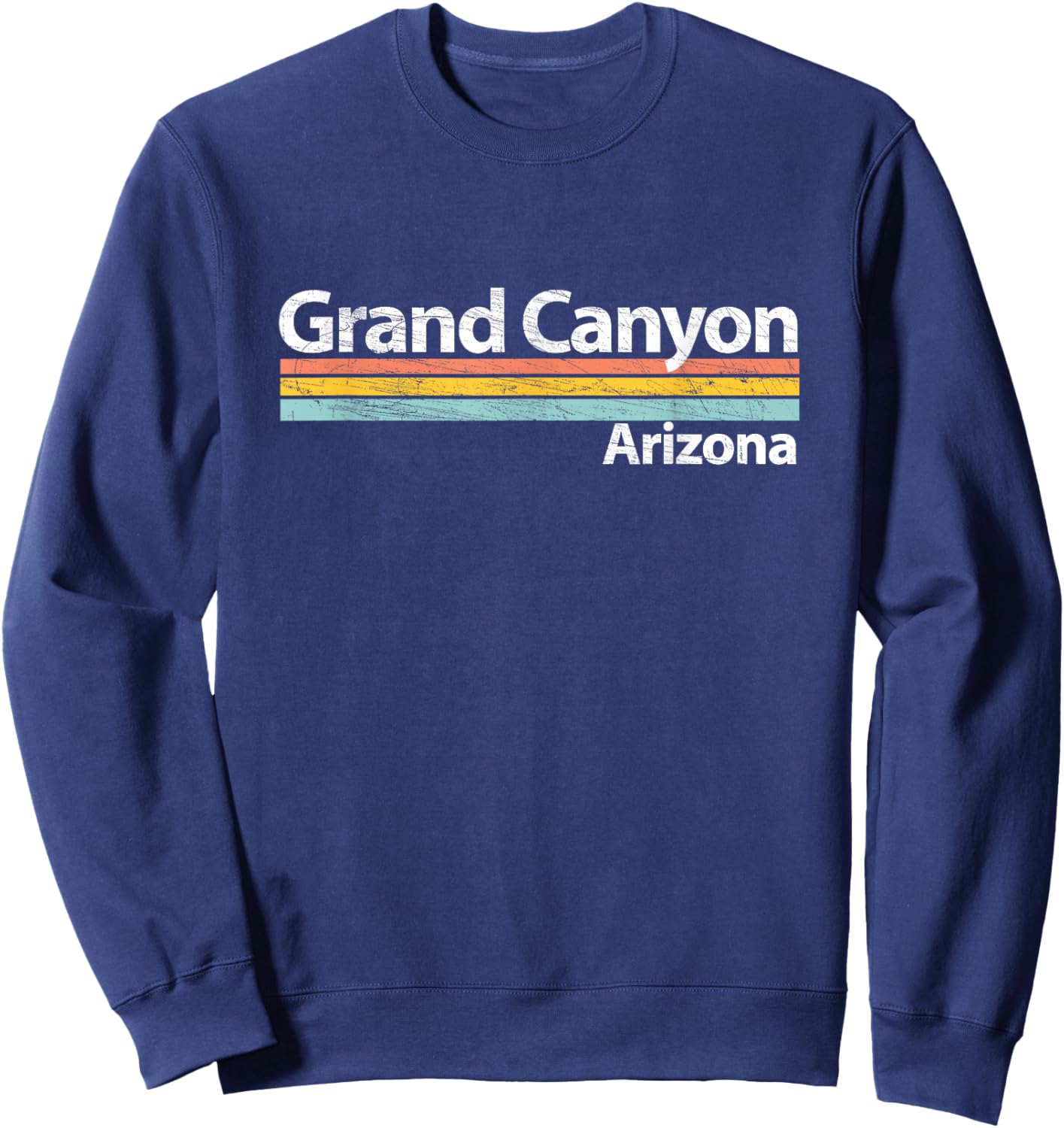 Grand Canyon - Arizona - Worn Design - Retro Stripes Classic Sweatshirt - Sweatshirt | Navy