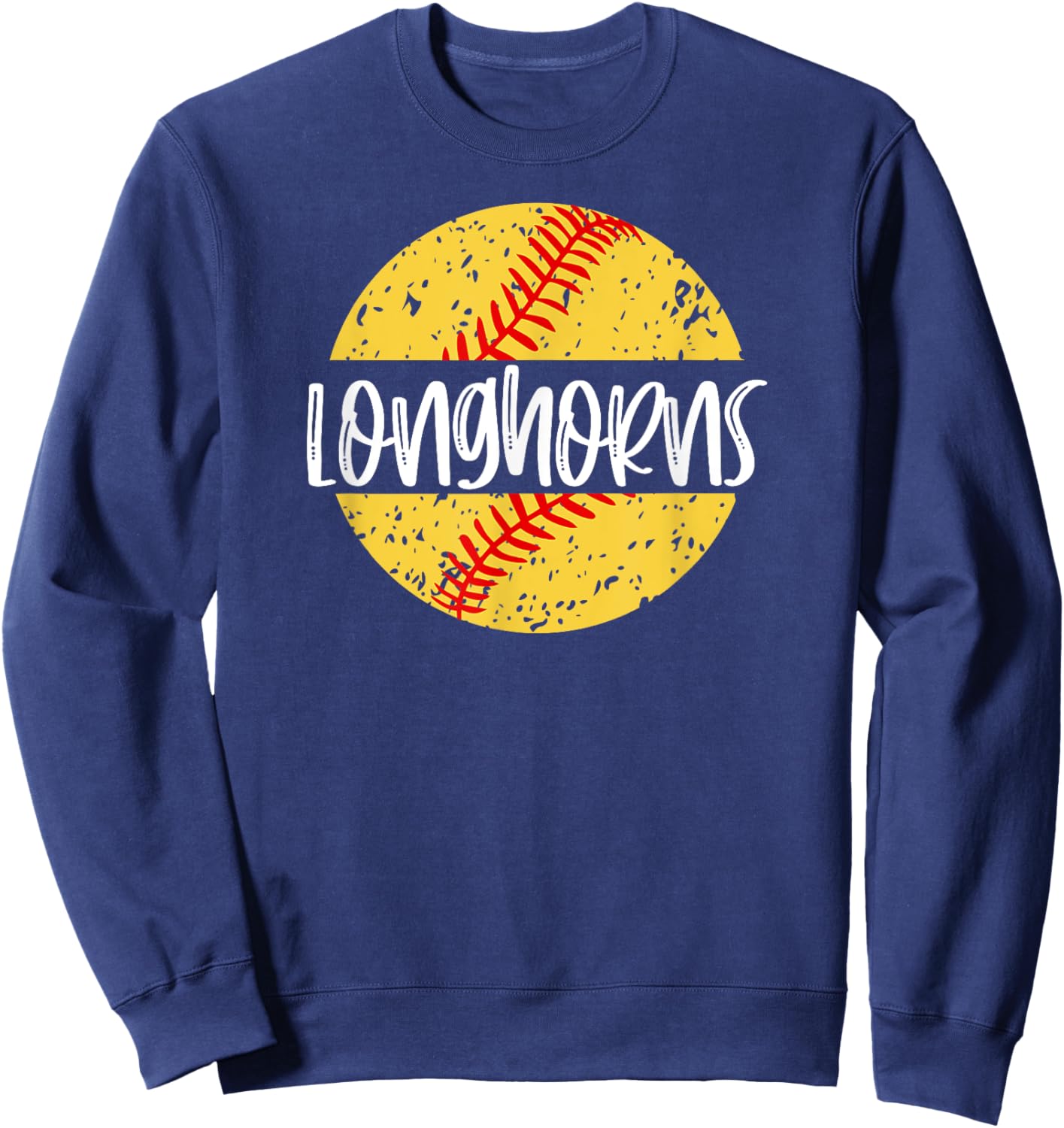Longhorns Softball Team Mascot School Spirit Game Day Sweatshirt - Sweatshirt | Navy