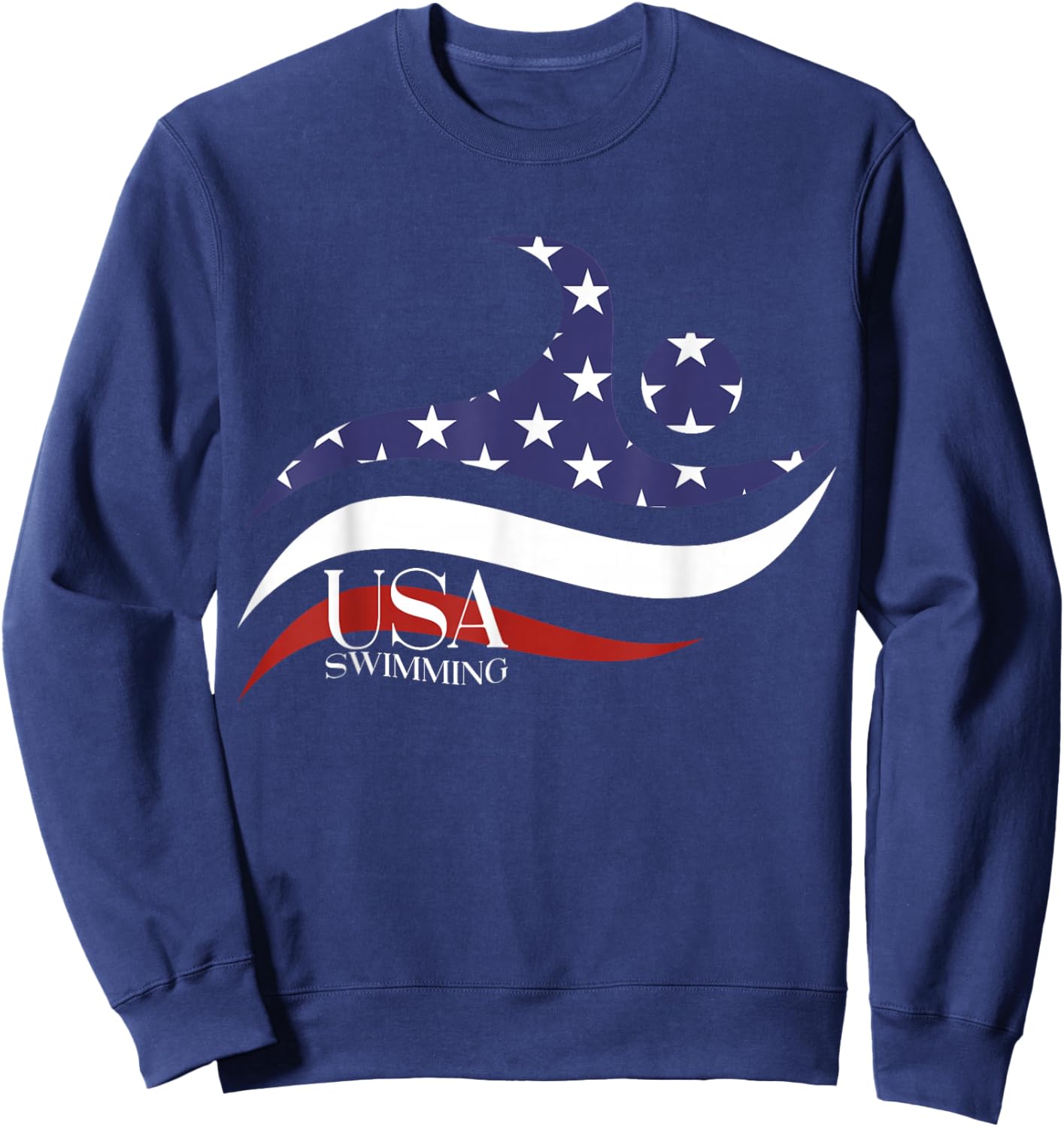 Patriotic American Flag Swimming USA Gift, Swim Team Sweatshirt - Sweatshirt | Navy