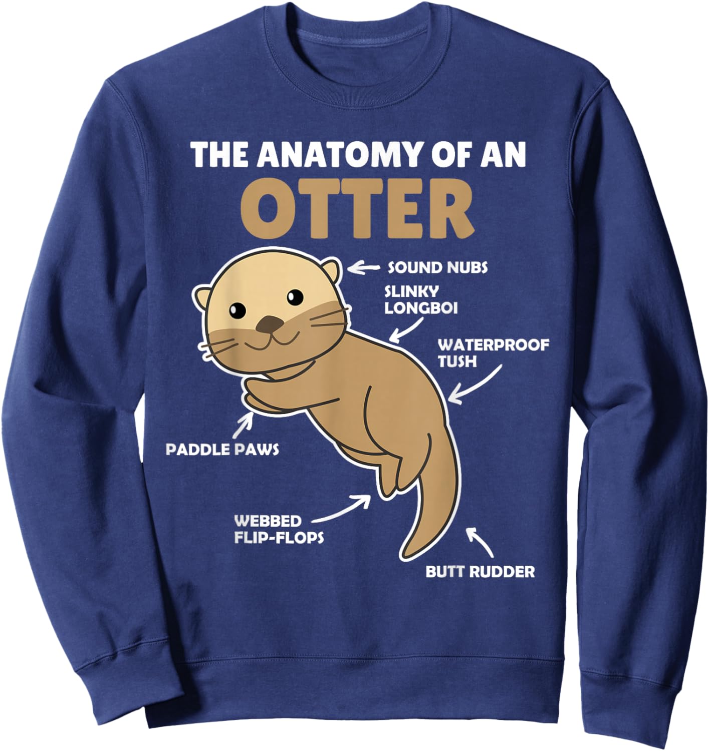 Cute Otter Explanation Anatomy Of An Otter Sweatshirt - Sweatshirt | Navy