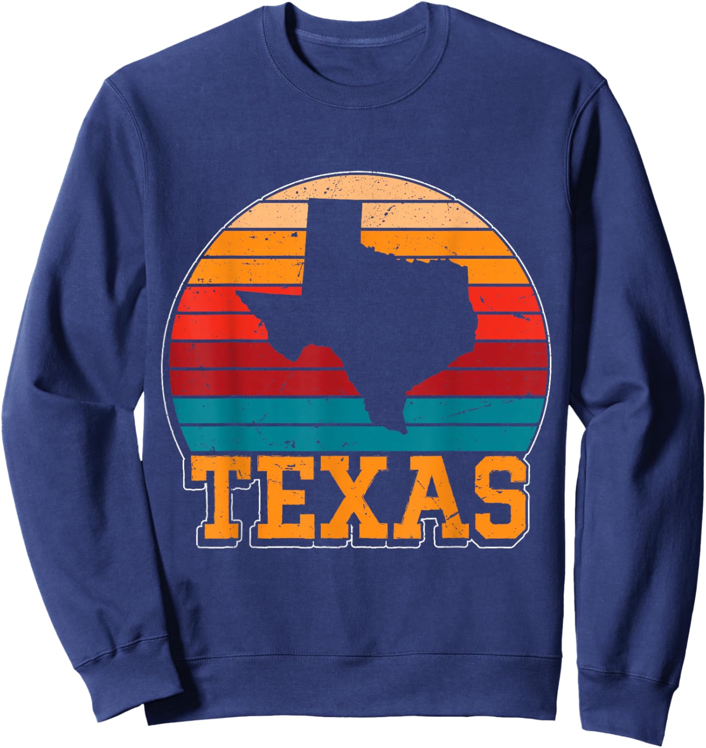 Texas Retro Vintage Sunset US State Texas Silhouette Sweatshirt - Sweatshirt | Navy
