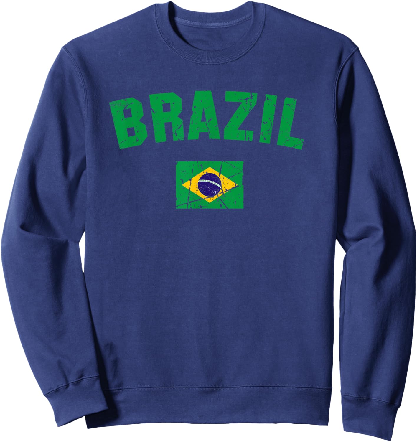 BRAZIL BRASIL Flag Vintage | Men Women Kids BRAZIL Sweatshirt - Sweatshirt | Navy