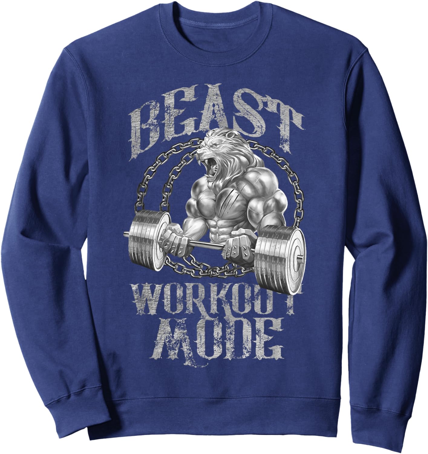 Lion Beast Workout Fashion Weightlifting Lion Gym Fitness Sweatshirt - Sweatshirt | Navy