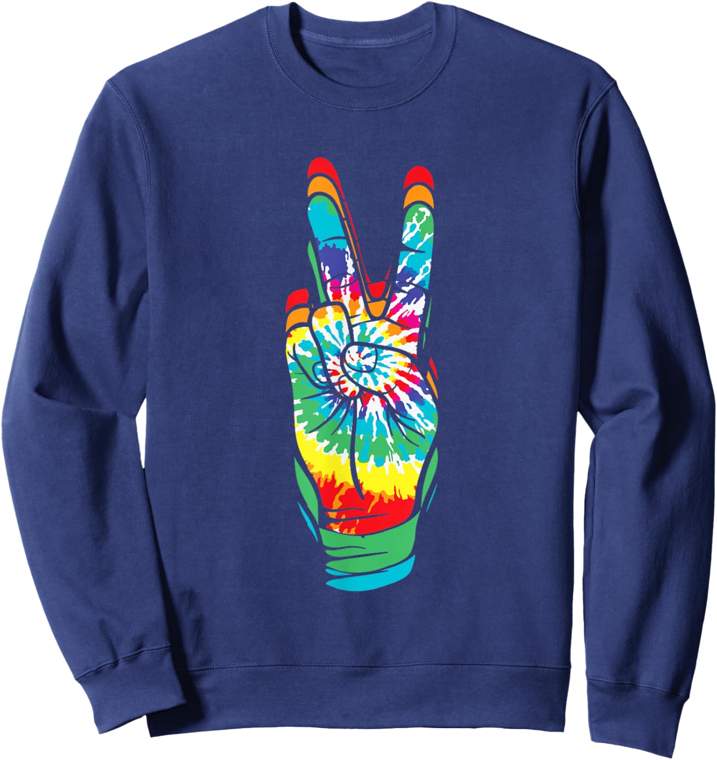 Retro Peace Sign Vintage Tie Dye 60's 70's Hippie Funny Sweatshirt - Sweatshirt | Navy