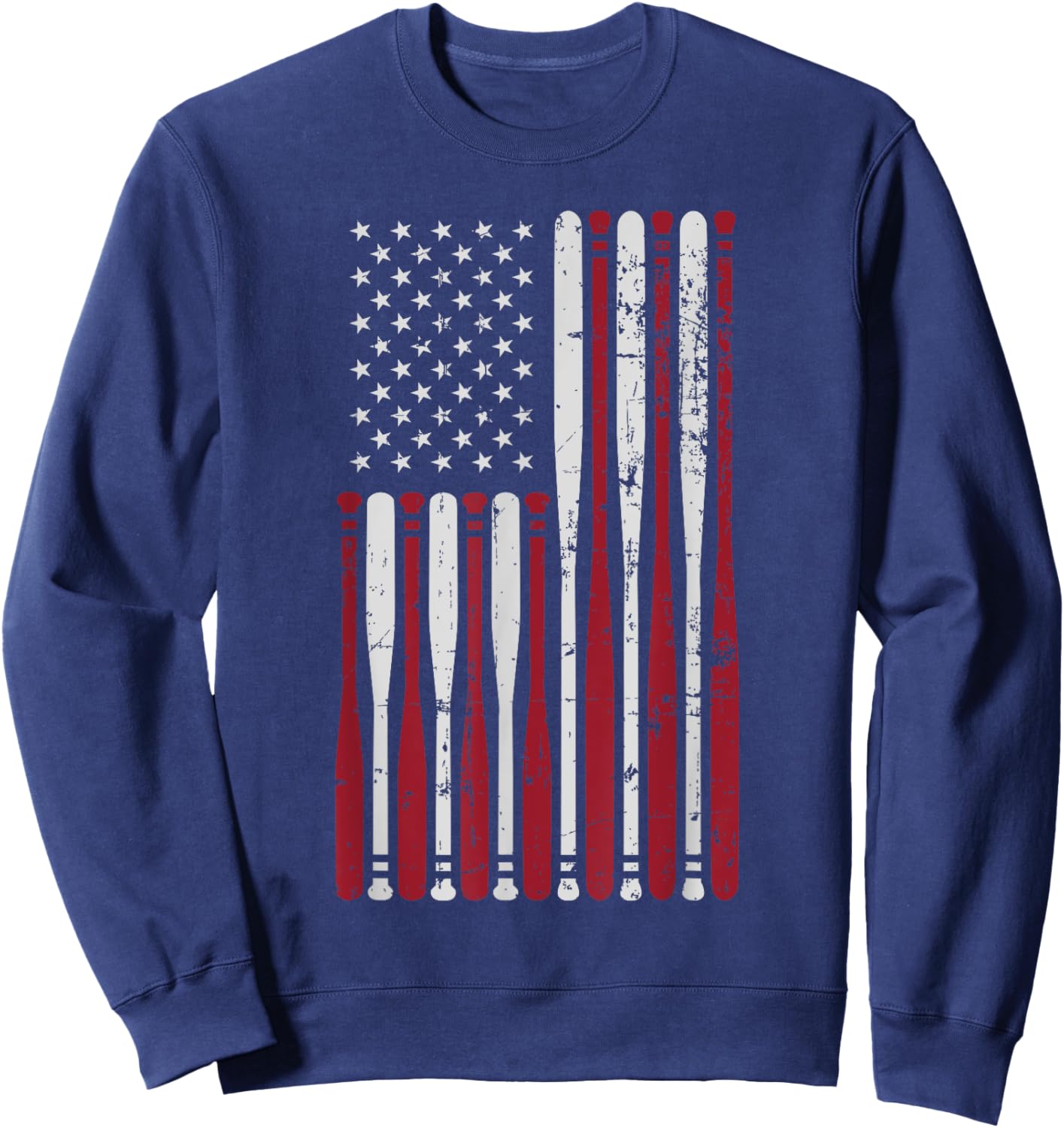 Patriotic US american baseball bats and stars stripes flag Sweatshirt - Sweatshirt | Navy