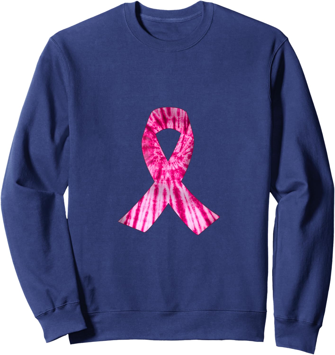 Pink Ribbon Tie Dye Breast Cancer Awareness Women Sweatshirt - Sweatshirt | Navy