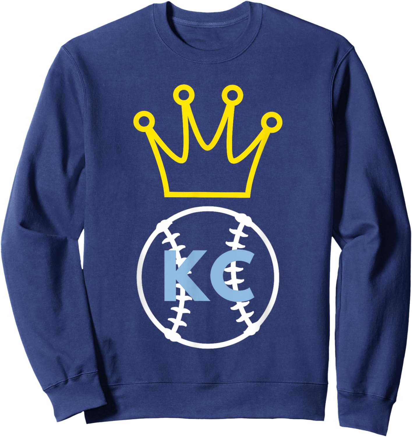 KC by UberGuber Kansas City Classic , -Adults, Blue, Short Sleeve, Small Sweatshirt - Sweatshirt | Navy