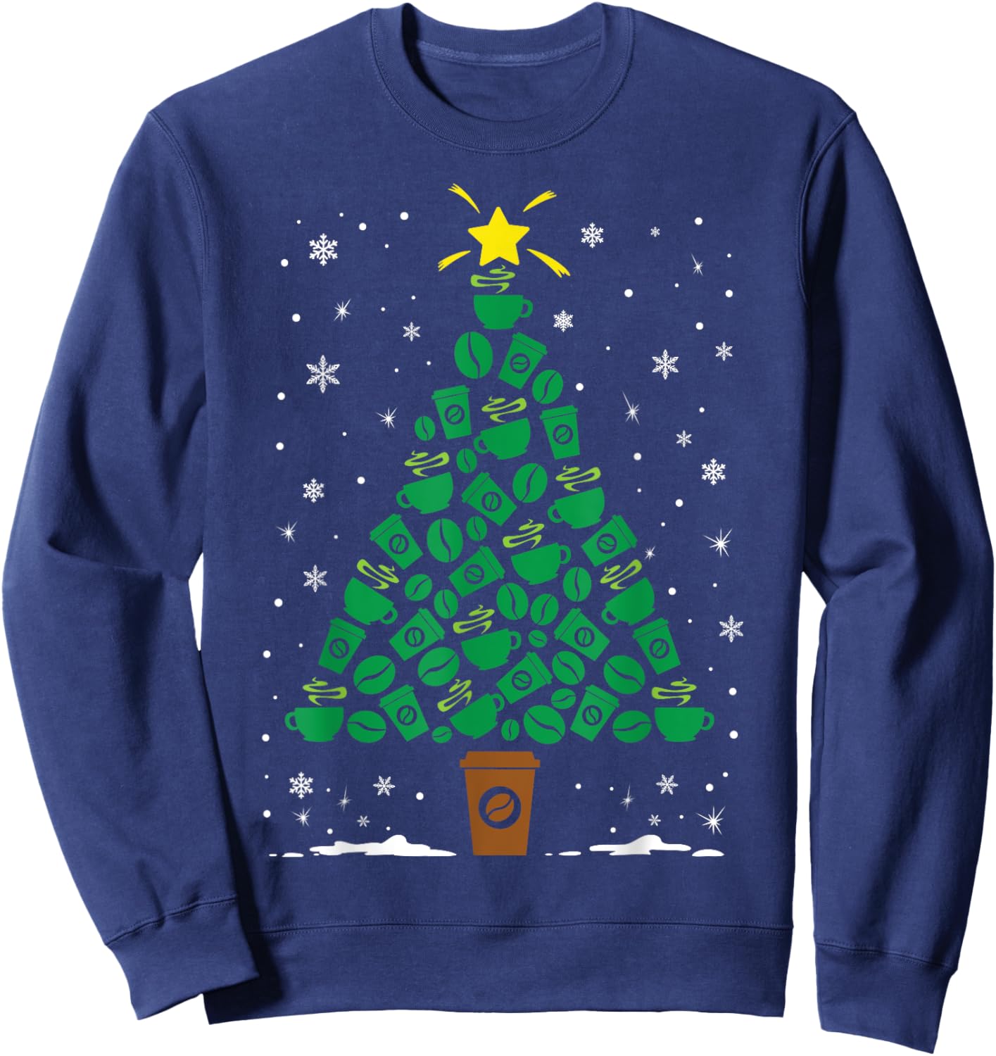 Coffee Caffeine Lover Holiday Family Matching Christmas Tree Sweatshirt - Sweatshirt | Navy