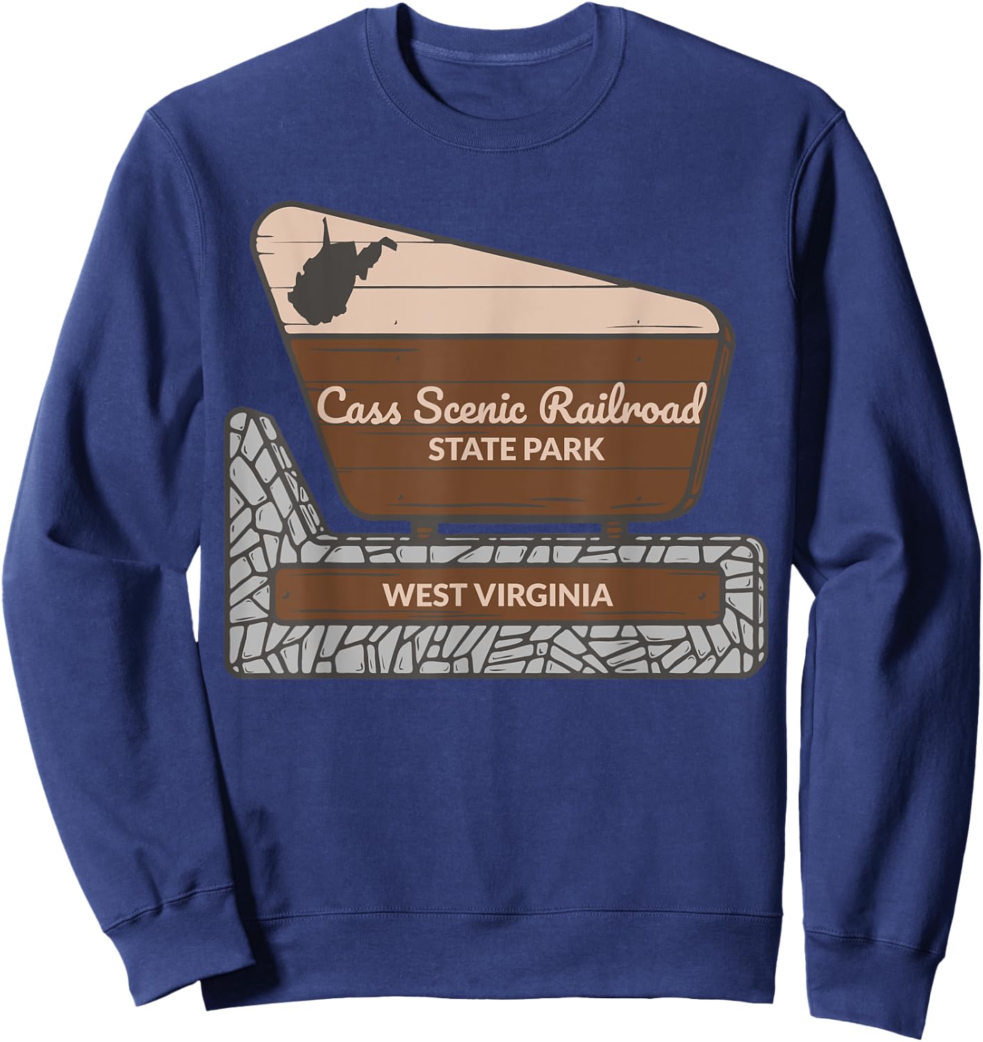Cass Scenic Railroad State Park West Virginia Welcome Sign Sweatshirt - Sweatshirt | Navy