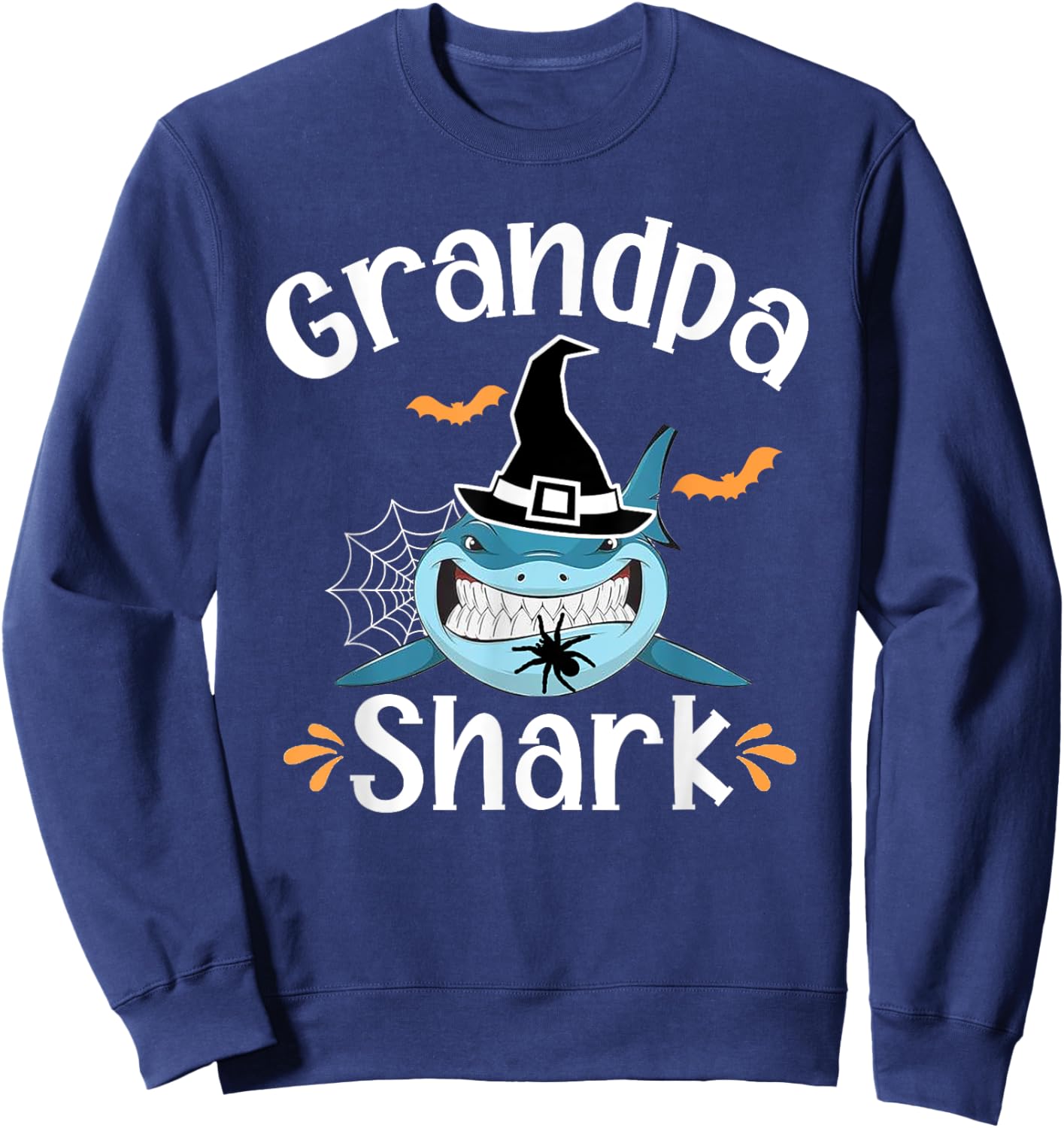 Grandpa Shark Funny Halloween Grandpa Announcement Sweatshirt - Sweatshirt | Navy