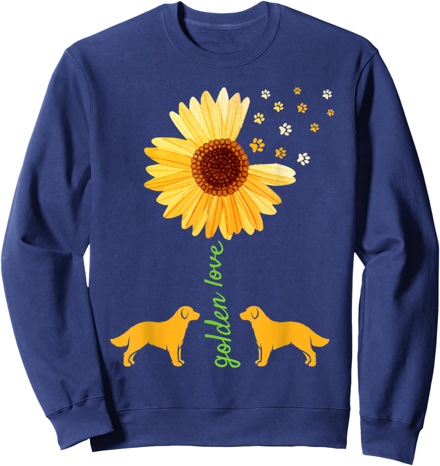 Golden Retriever Sunflower Women Dog Mother Sweatshirt - Sweatshirt | Navy