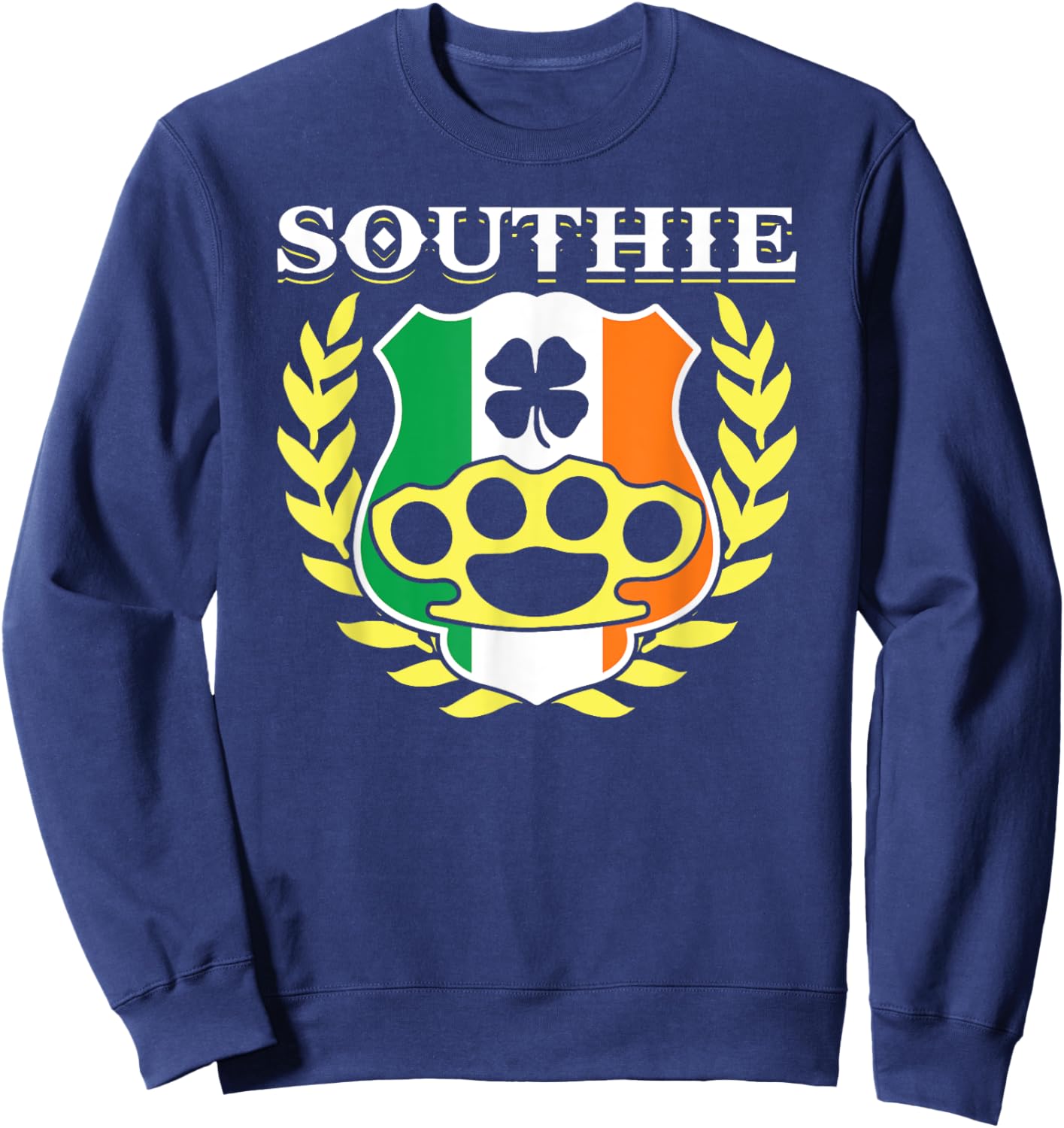 Southie Irish Flag Celebration St Patricks Day Cool Novelty Sweatshirt - Sweatshirt | Navy