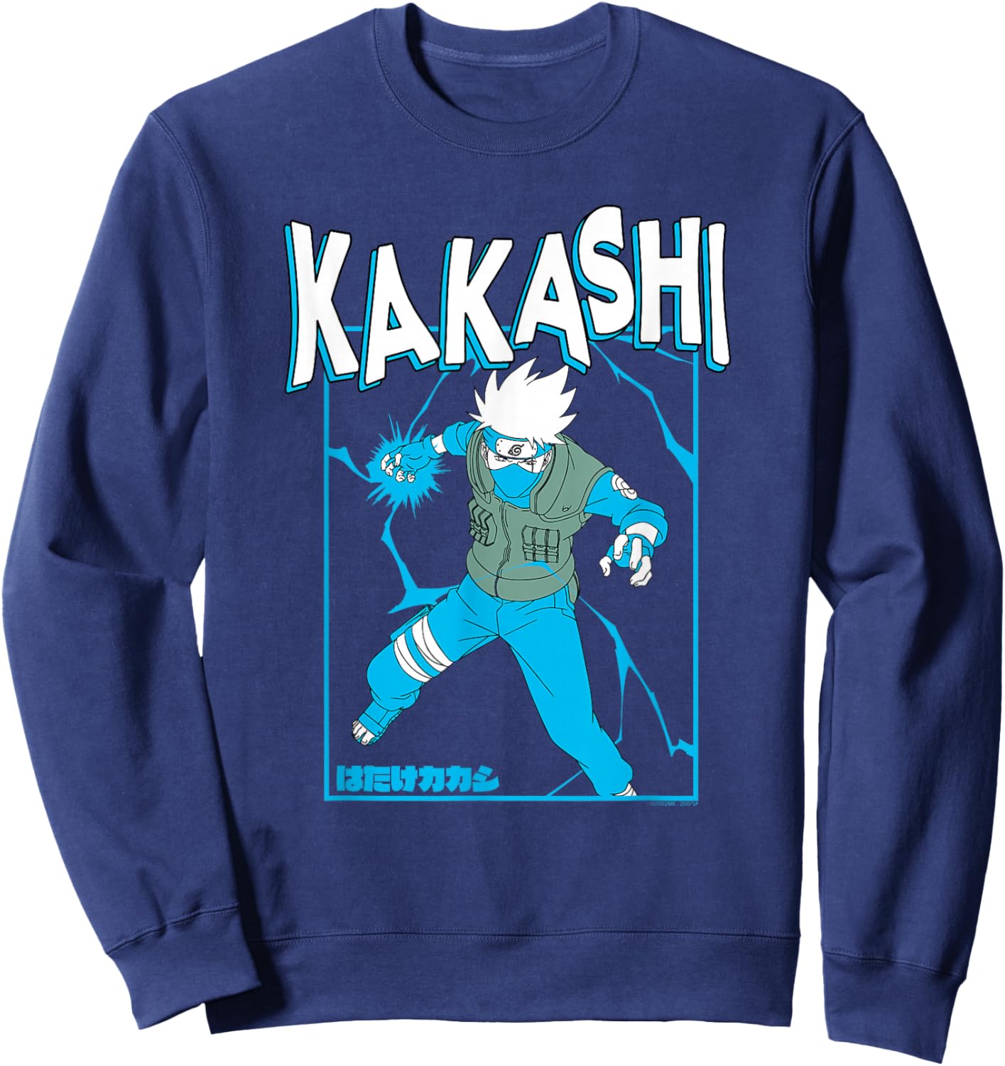 Naruto Shippuden Kakashi Chidori Lightning Sketch Anime Sweatshirt - Sweatshirt | Navy