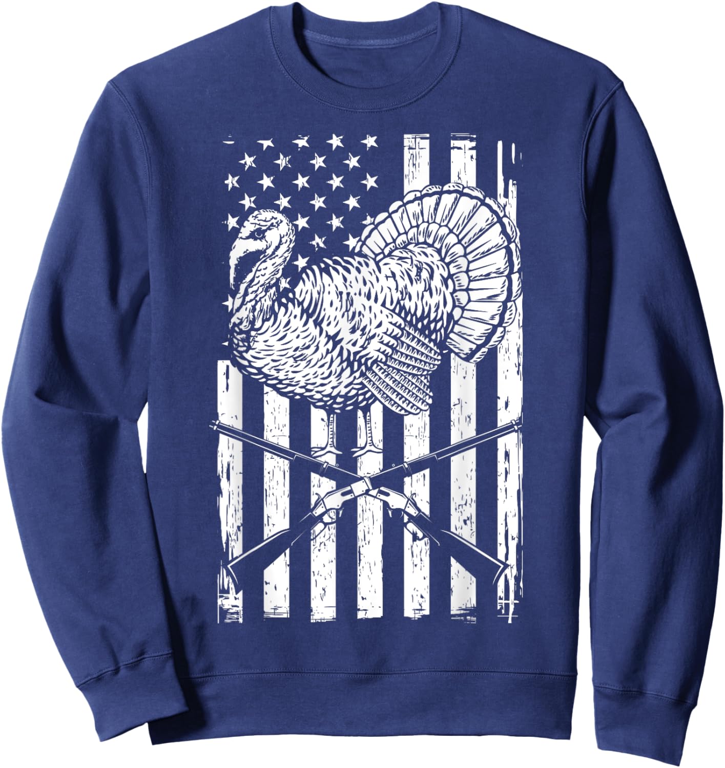 Turkey Hunting American Flag Independence Day Men Sweatshirt - Sweatshirt | Navy