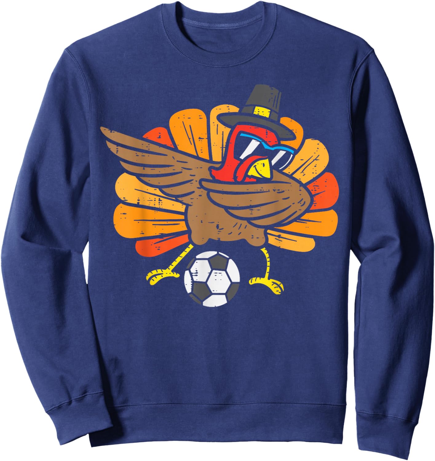 Turkey Dab Soccer Football Thanksgiving Dance Boys Girls Sweatshirt - Sweatshirt | Navy