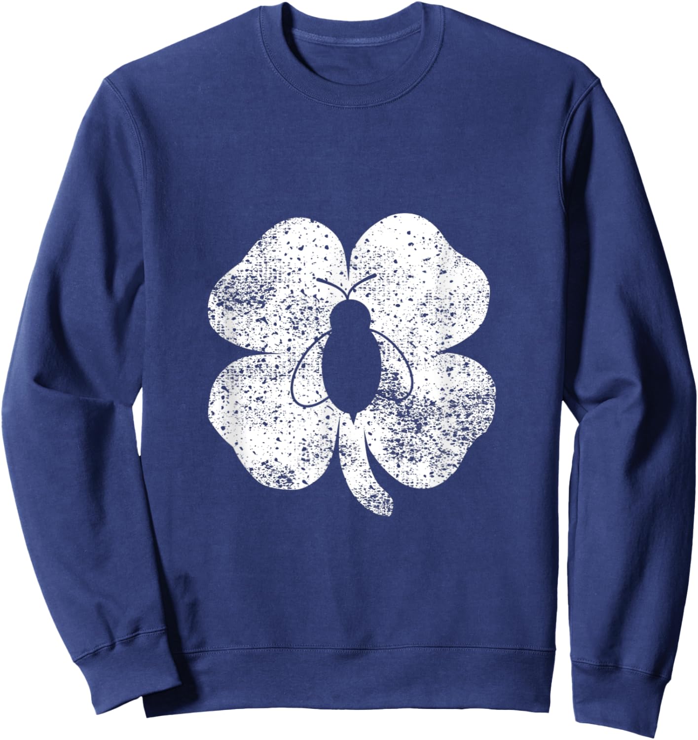 Honeybee Shamrock Silhouette St. Patricks Day Bee Clover Sweatshirt - Sweatshirt | Navy