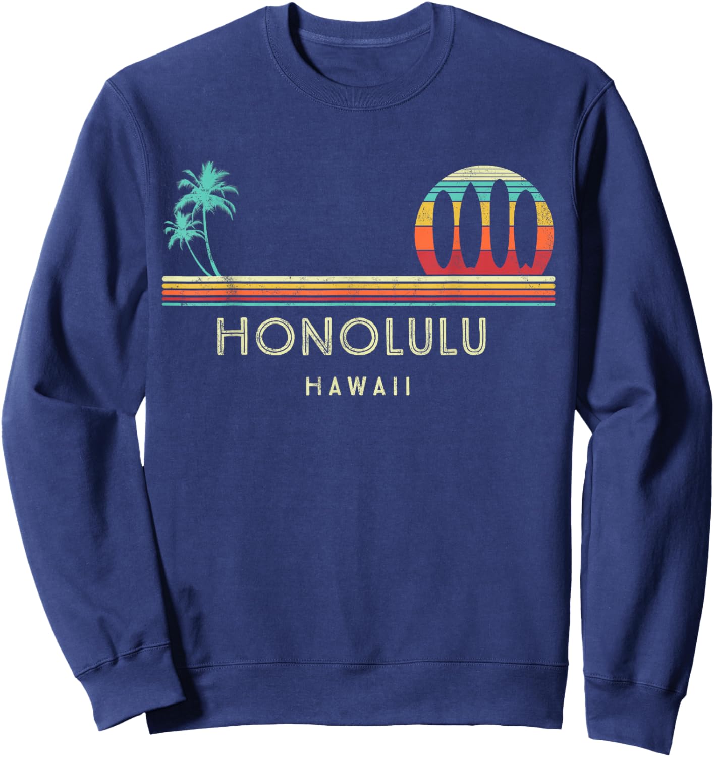 Vintage Hawaii Honolulu - Palm trees Tropical - Surf Sweatshirt - Sweatshirt | Navy