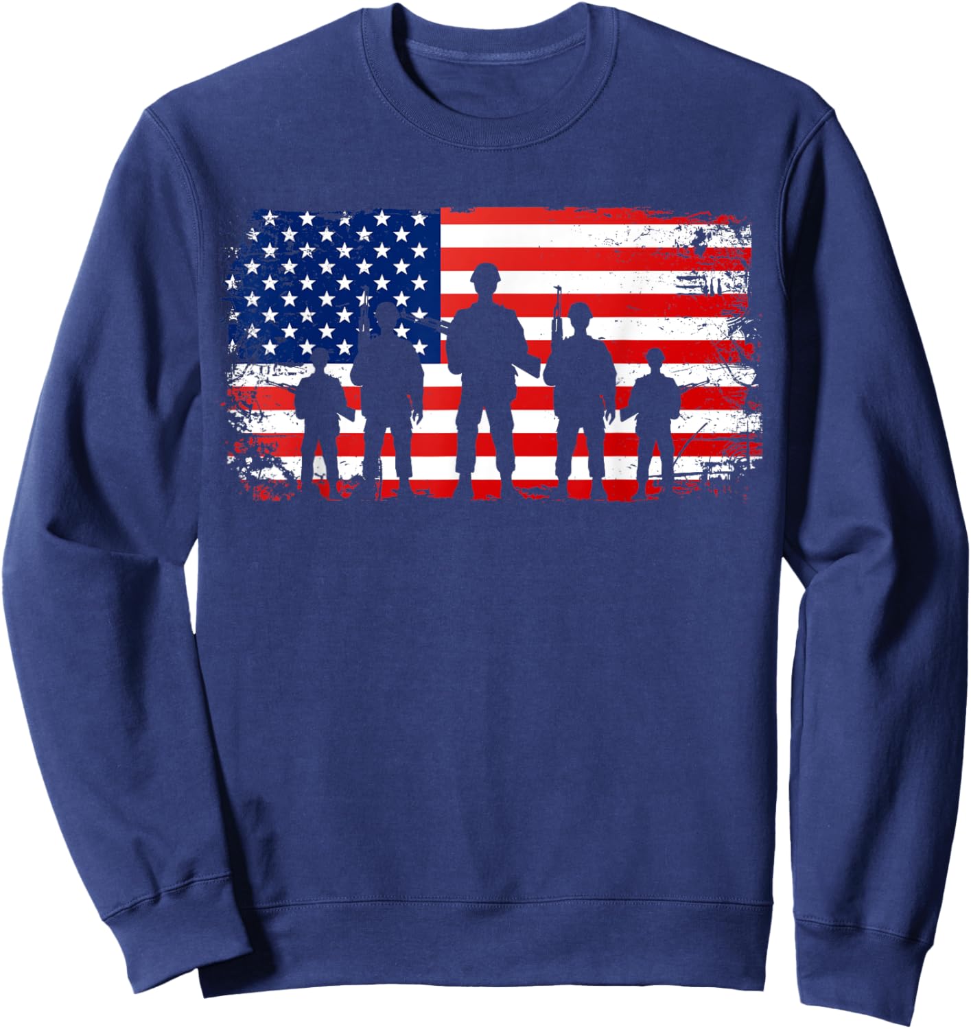 Thank You Patriotic Veteran Memorial Day 4th Of July US Flag Sweatshirt - Sweatshirt | Navy
