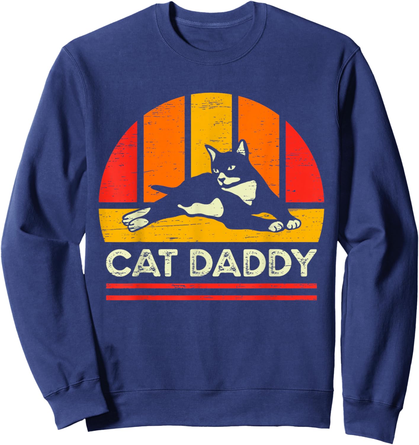 Cat Daddy Father Vintage Black Cats Sweatshirt - Sweatshirt | Navy