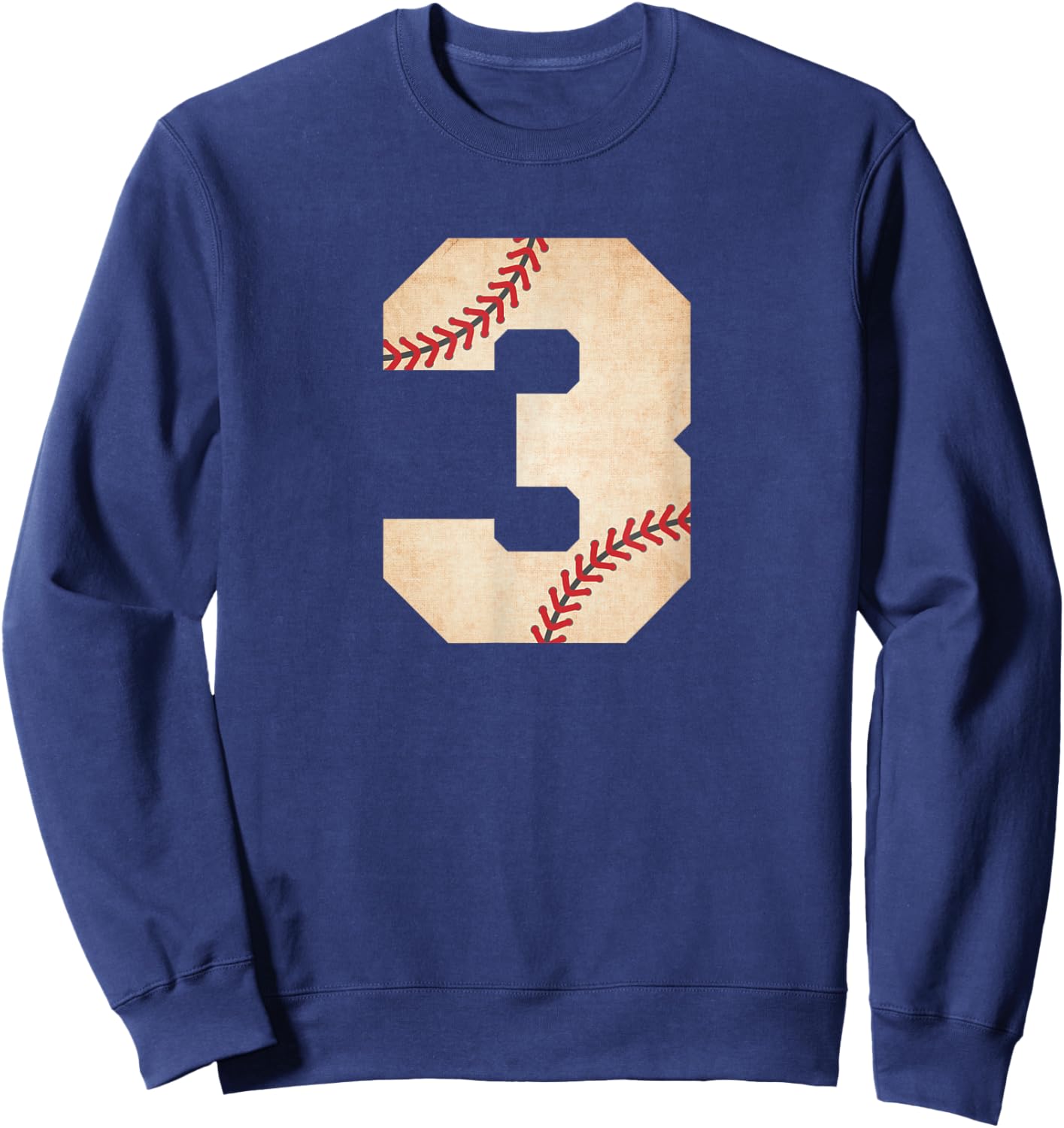 Baseball Number 3 Baseball Fan Mom Sweatshirt - Sweatshirt | Navy