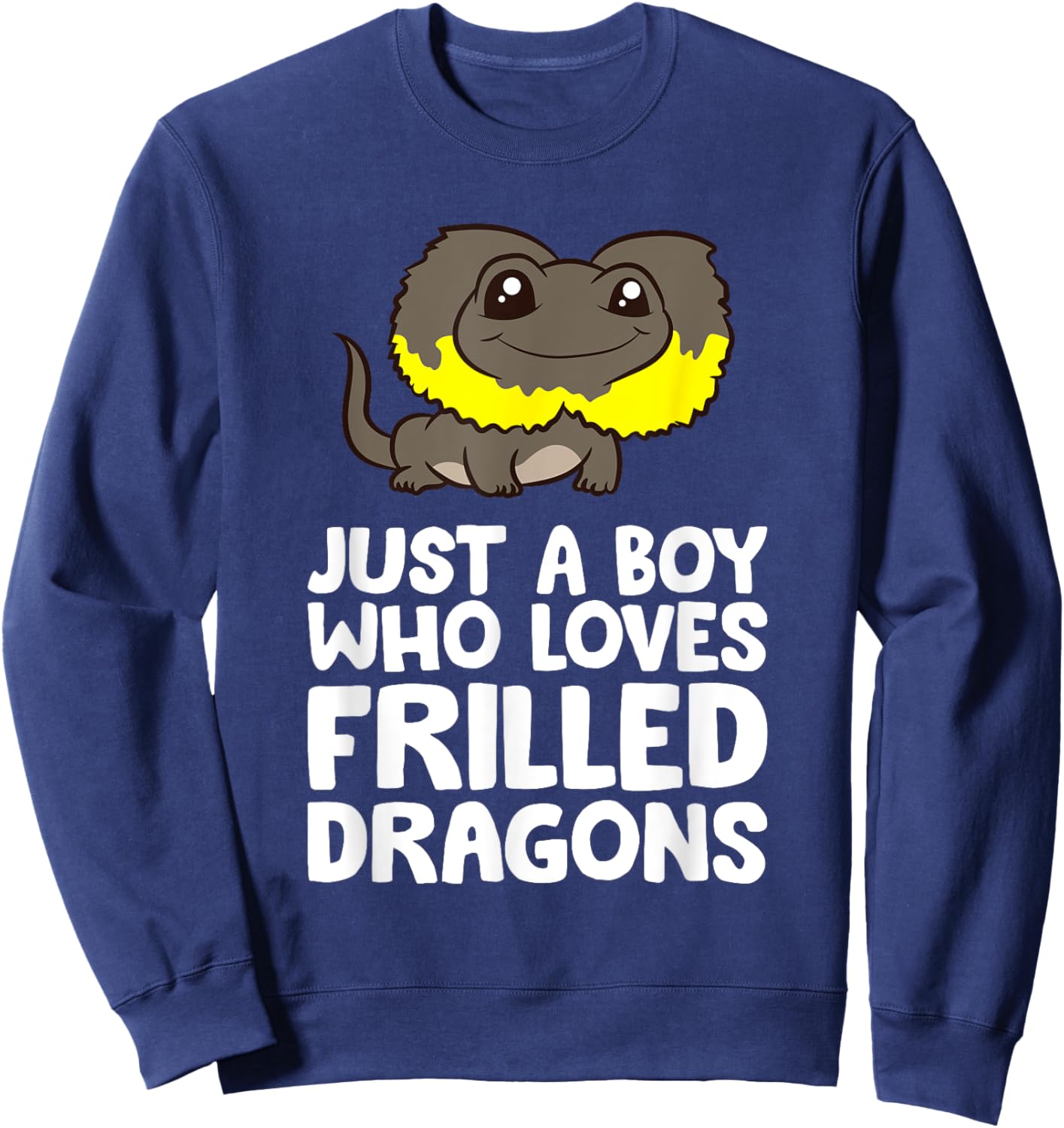 Just a Boy Who Loves Frilled Dragons Frilled Lizard Sweatshirt - Sweatshirt | Navy