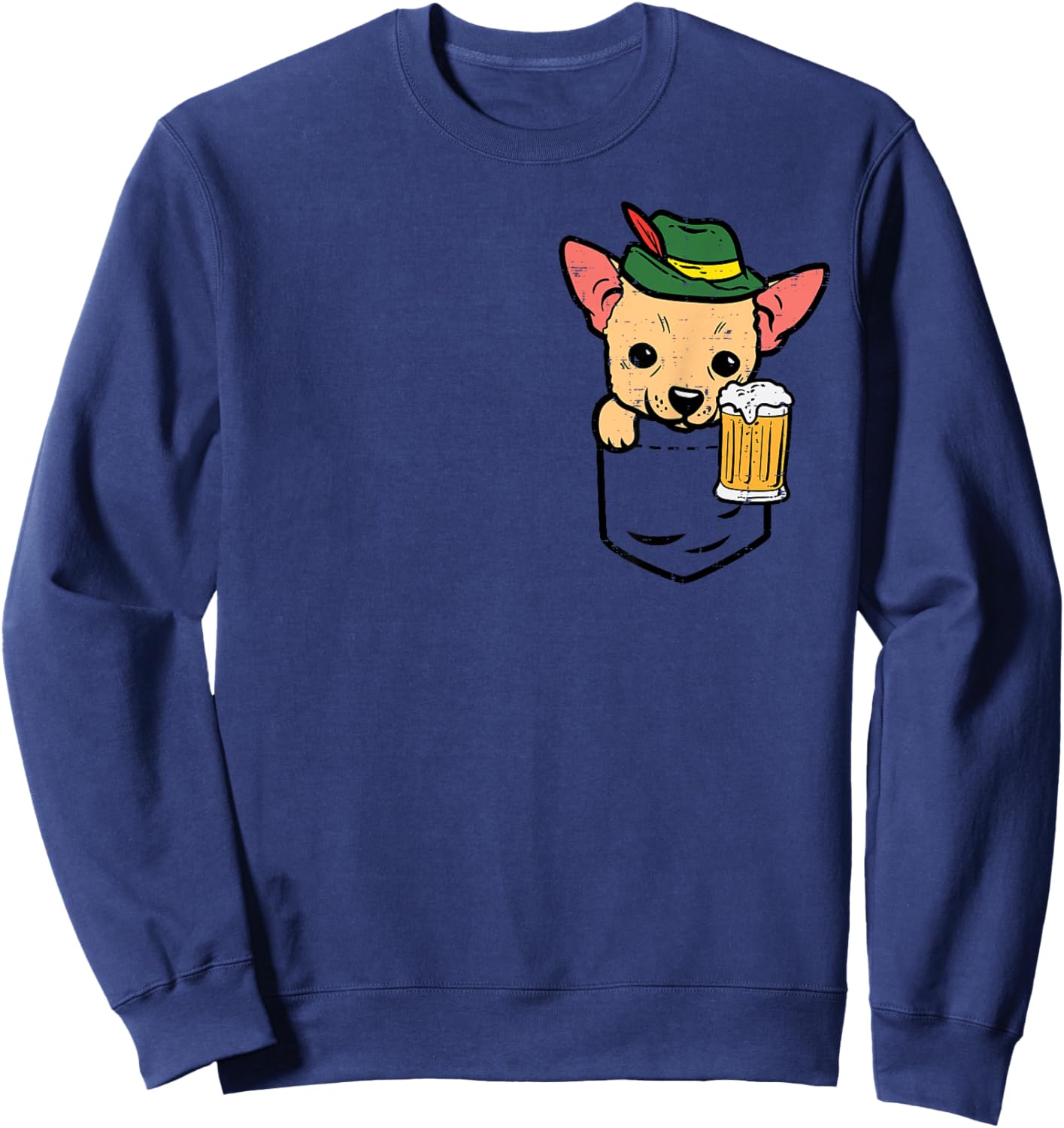 Pocket German Chihuahua Oktoberfest Bavarian Chiwawa Dog Sweatshirt - Sweatshirt | Navy