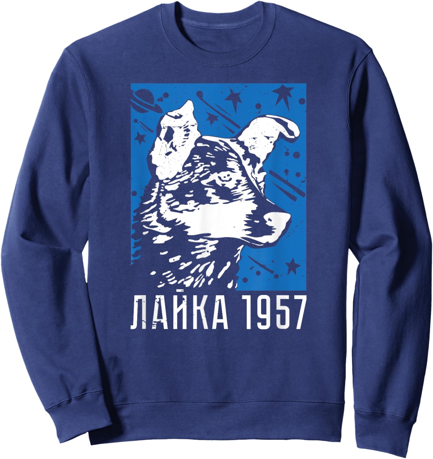 Laika Dog Sputnik Space Space Travel USSR Women Sweatshirt - Sweatshirt | Navy