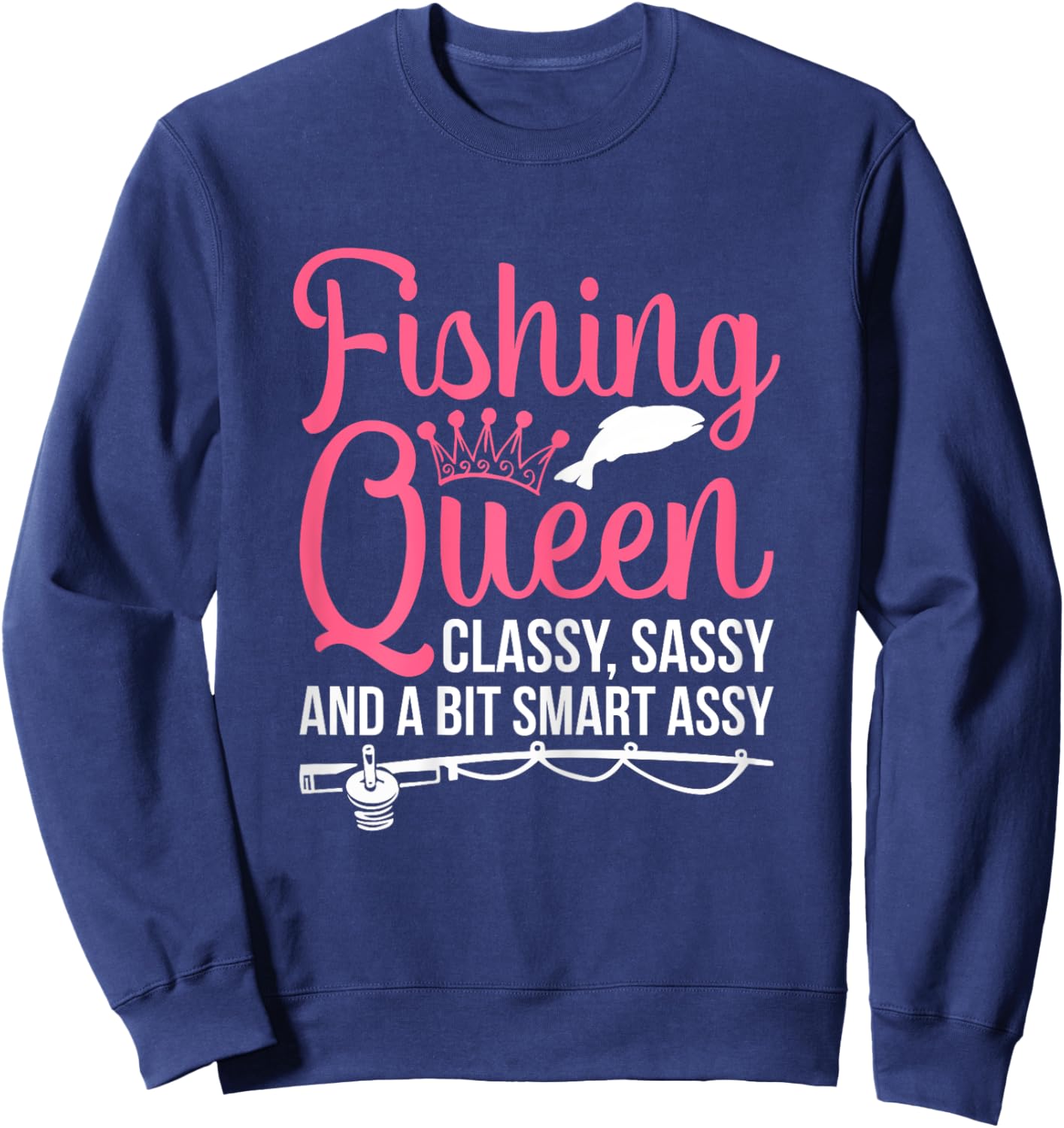 Women Fishing for Girls Fish Bass Fishing Sweatshirt - Sweatshirt | Navy