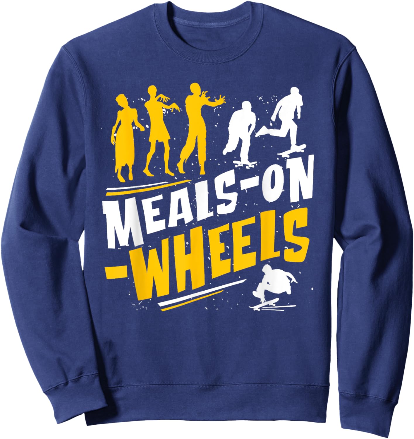 Meals-on-Wheels Funny zombie and Skateboarder Graphic Sweatshirt - Sweatshirt | Navy