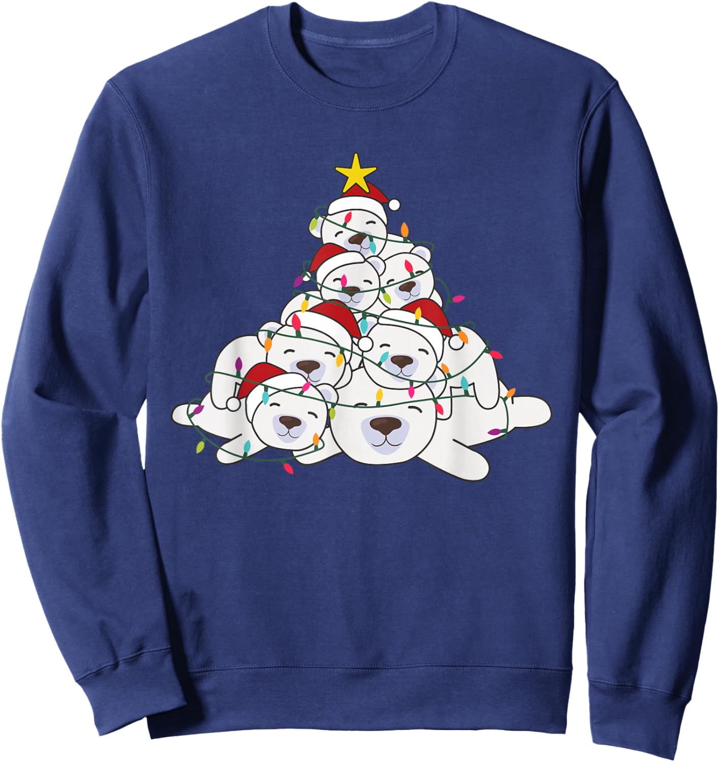 Polar Bear Christmas Tree Funny Animal Christmas Polar Bears Sweatshirt - Sweatshirt | Navy