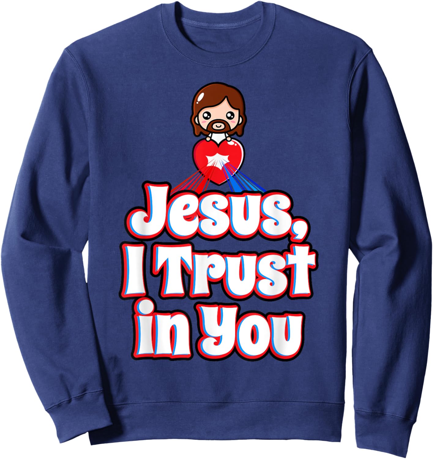 Divine Mercy for Kids Jesus I Trust in You St Faustina Cute Sweatshirt - Sweatshirt | Navy