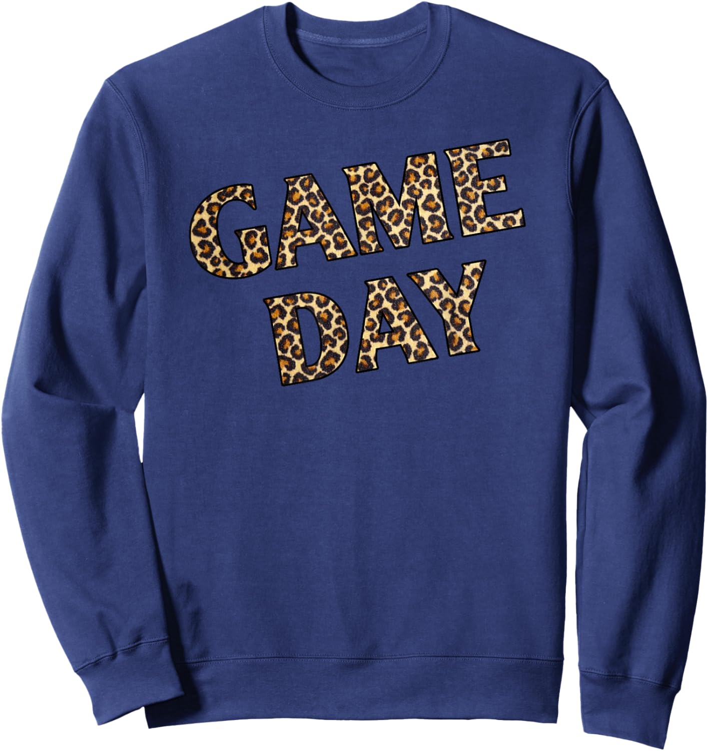 Game Day Cheetah Leopard Print Football Woman Men Sweatshirt - Sweatshirt | Navy