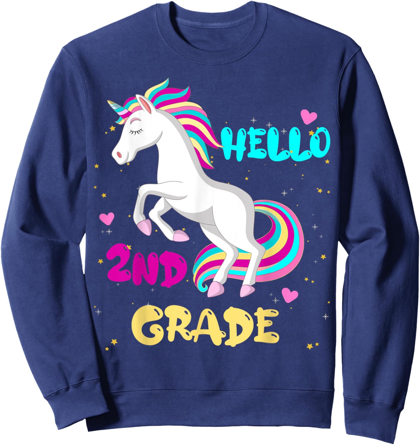 Hello 2nd grade First Day of Second grade Here I come Girl Sweatshirt - Sweatshirt | Navy