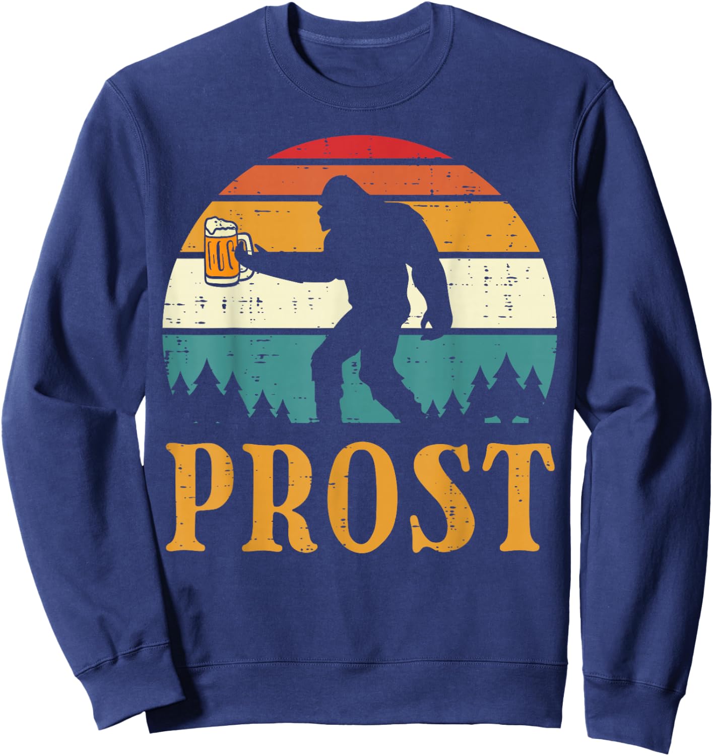 Oktoberfest Bigfoot Sasquatch Prost Retro German Men Women Sweatshirt - Sweatshirt | Navy